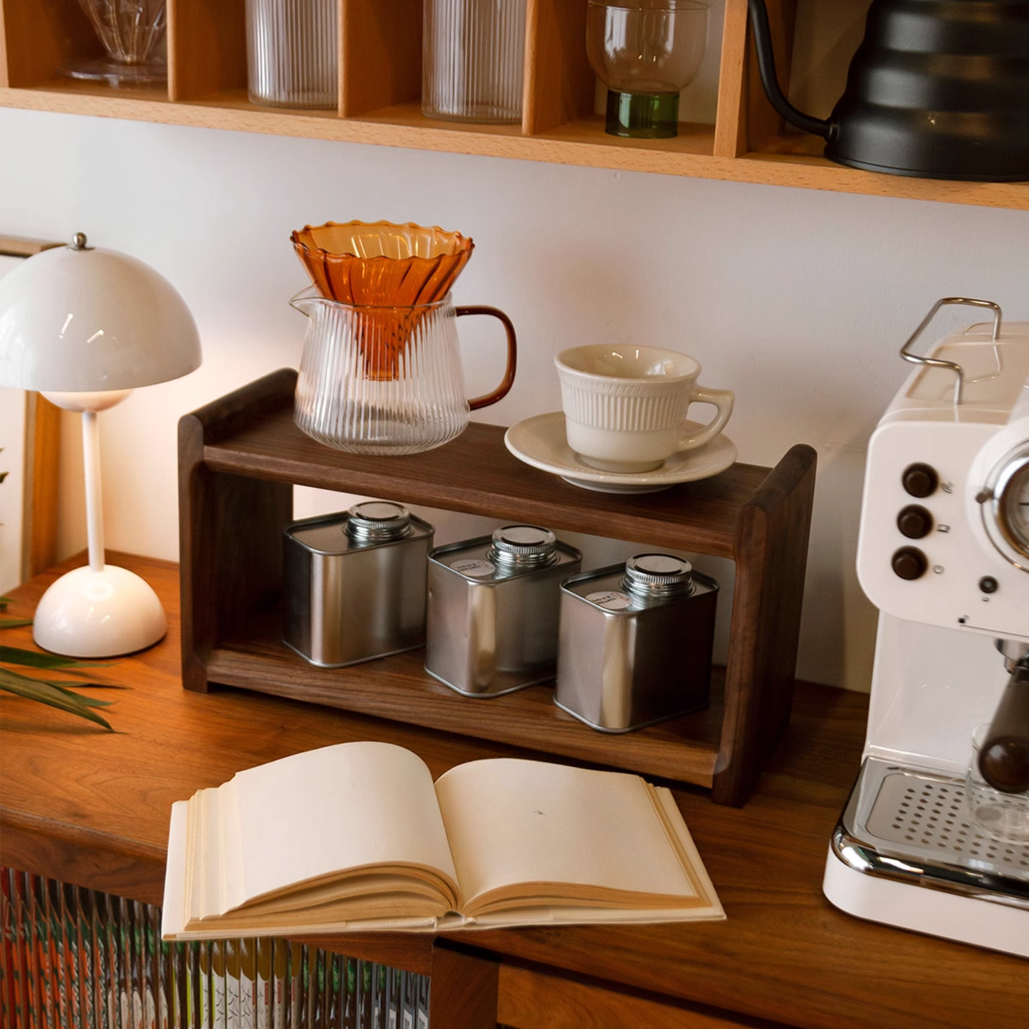 Wooden Countertop Shelf Unit | Kitchen Counter Small Size Installation-Free Storage Rack 40 x 14 x 20cm