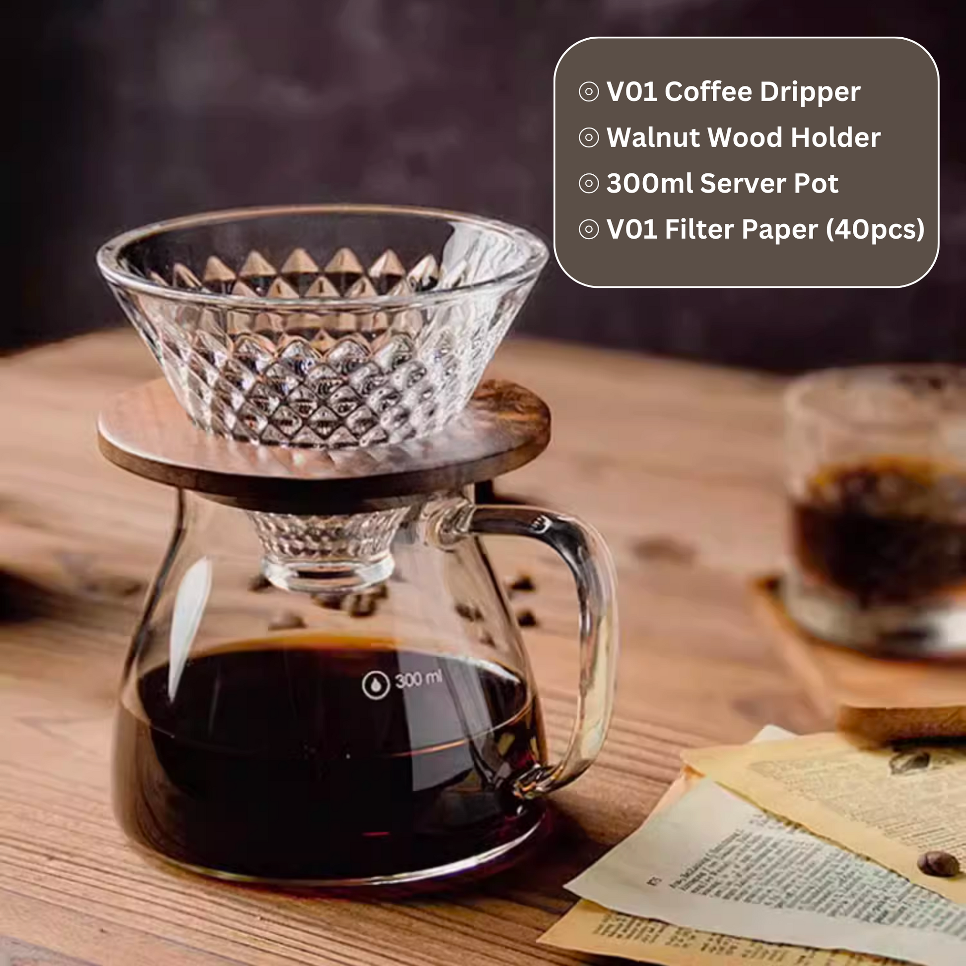 Handblown Glass Coffee Dripper Gift Set