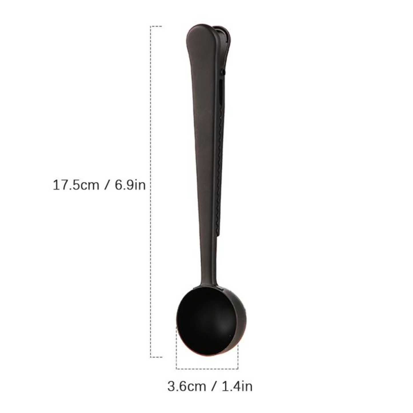 Stainless Steel Measuring Spoon with Sealing Clip | Coffee Beans Scoop in Black