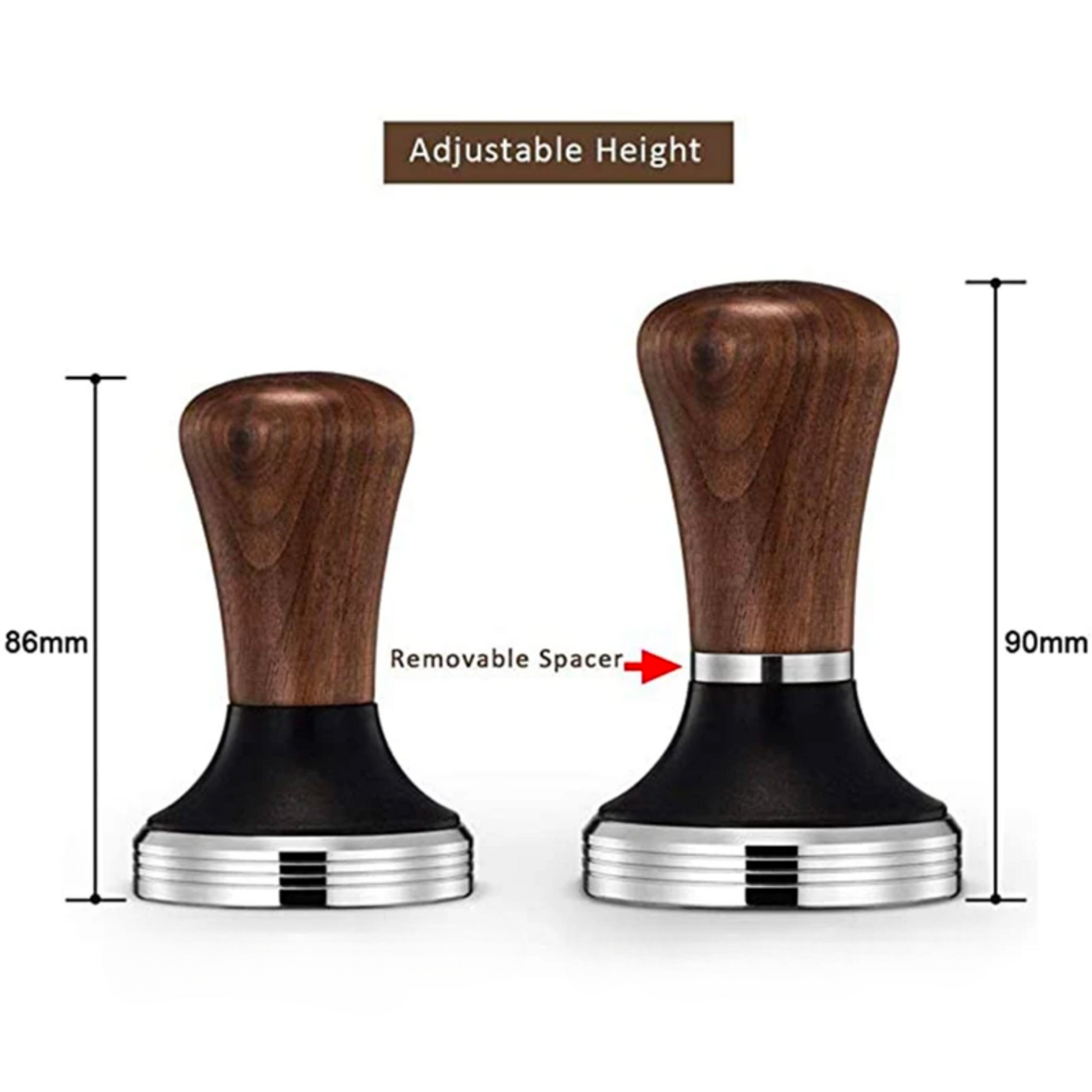 Elevate your espresso with this adjustable-height walnut tamper