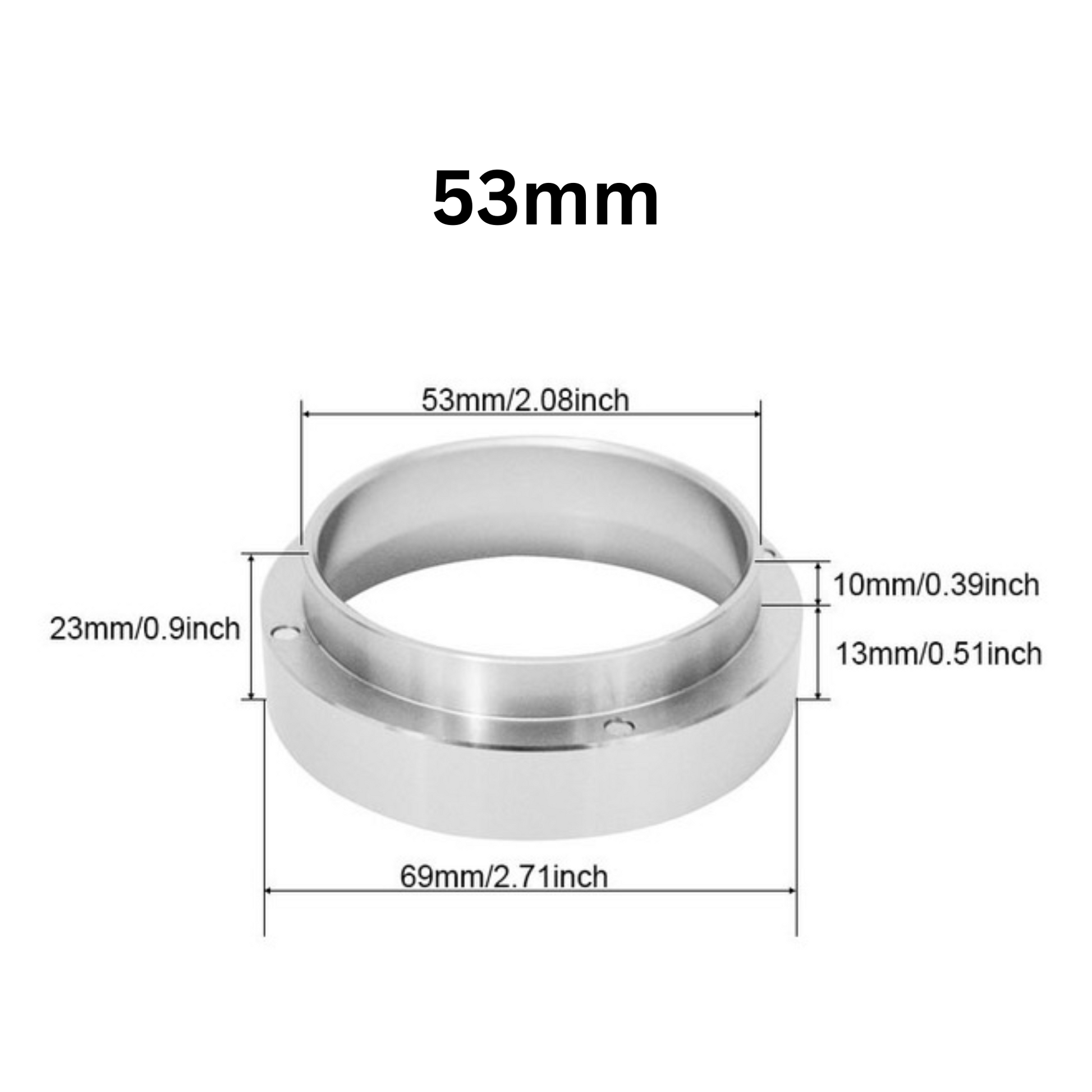 Espresso Coffee Magnetic Dosing Funnel | 51mm 53mm 58mm Aluminium Dosing Ring in Silver