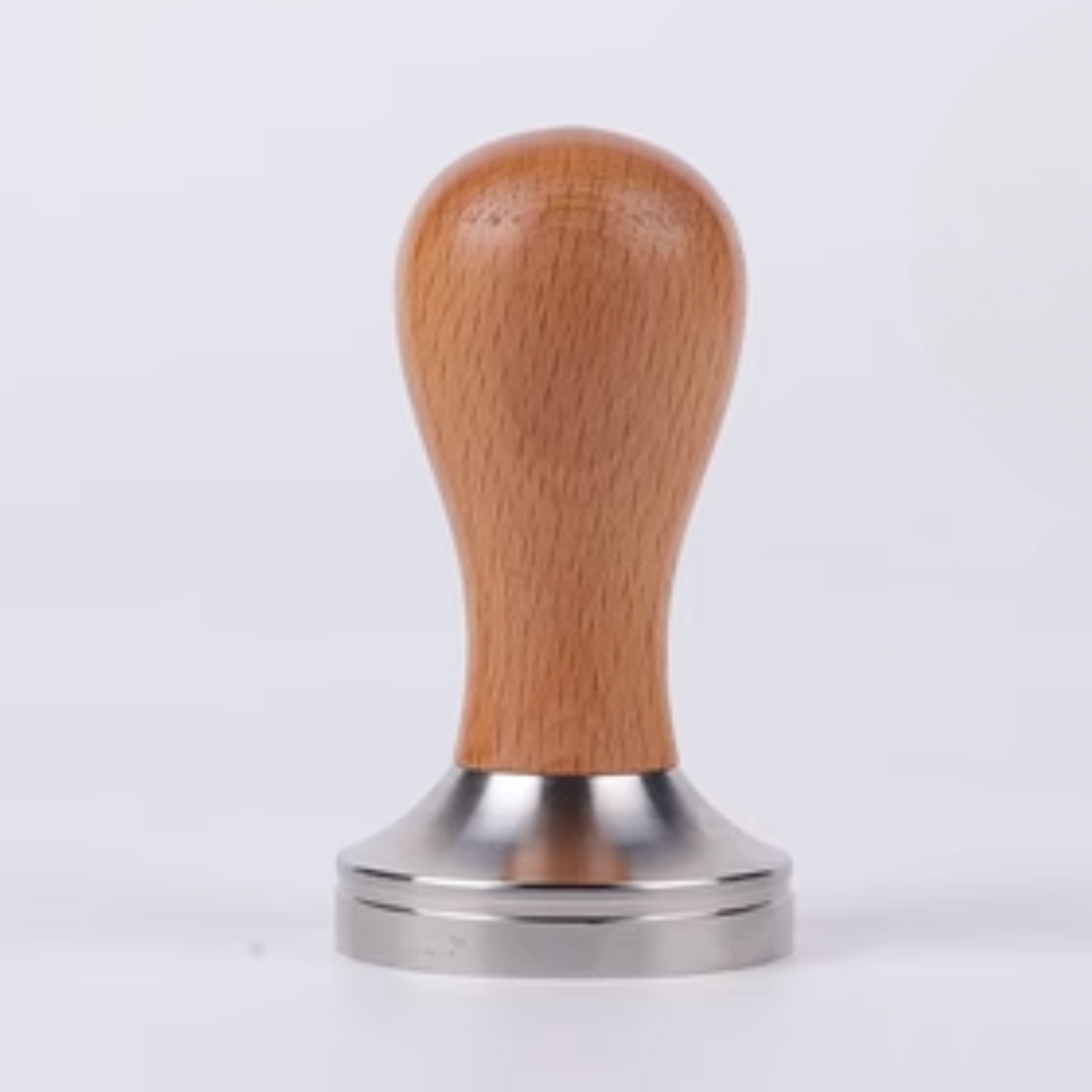 Beech Wood Handle Stainless Steel Tamper | 58mm 53mm 51mm Ripple / Flat Base