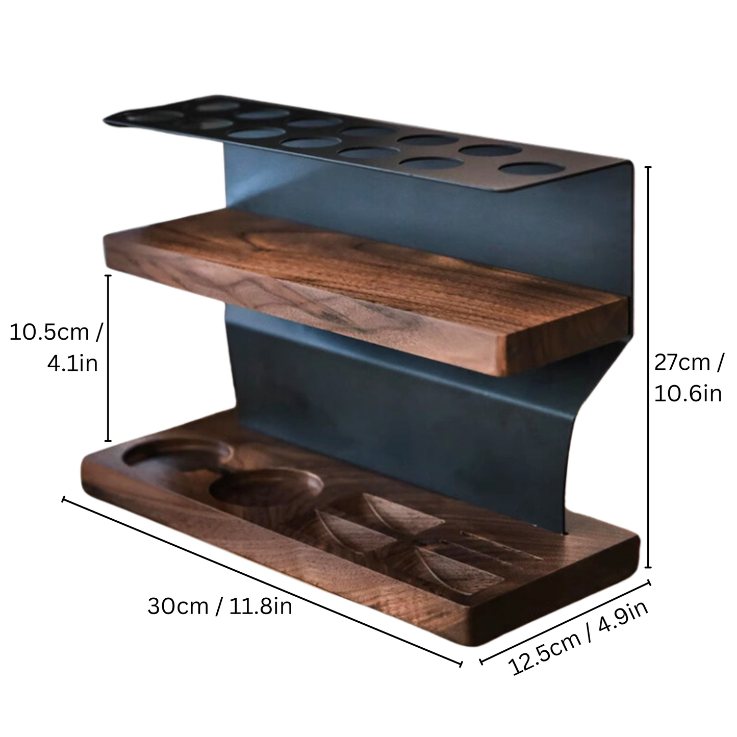 Gift For Barista Coffee Bean and Espresso Tools Storage Rack Set Accessories Coffee Beans Storage Container Display Rack Walnut Tea Tube Bottle Glass Espresso Coffee Accessories