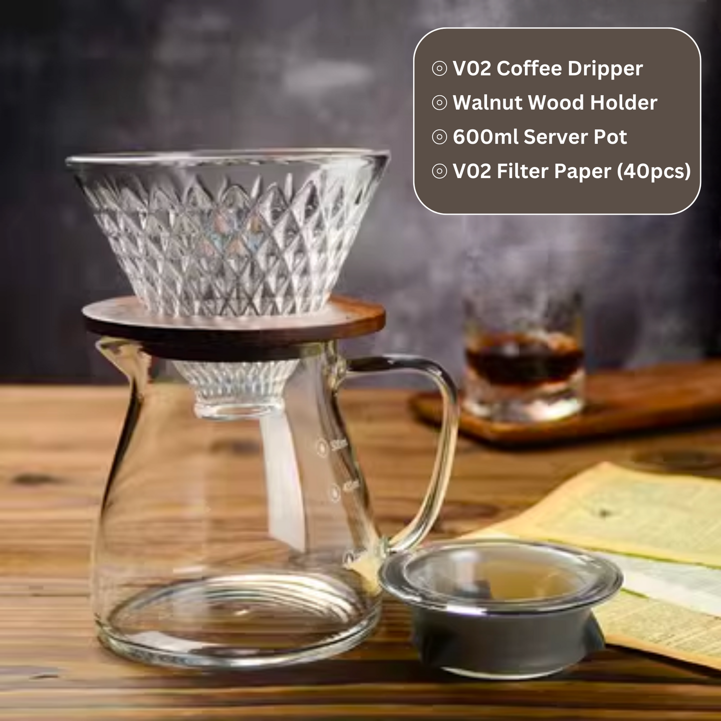 Handblown Glass Coffee Dripper Gift Set
