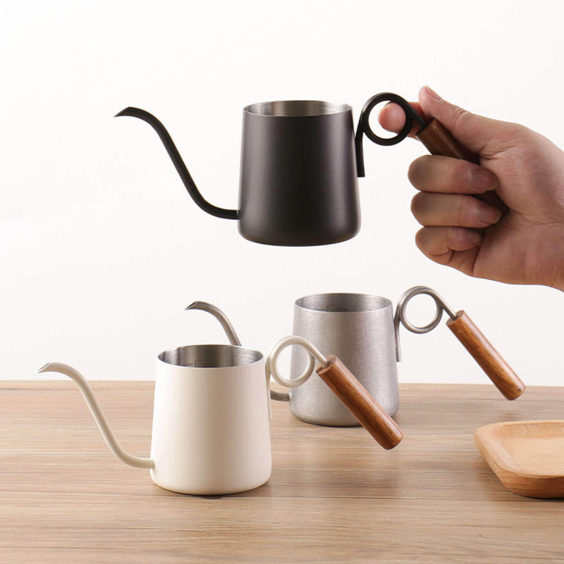 Coffee Pour Over Kettle with Wood Handle | Hand Drip Coffee Kettle With Wood Knob Lid