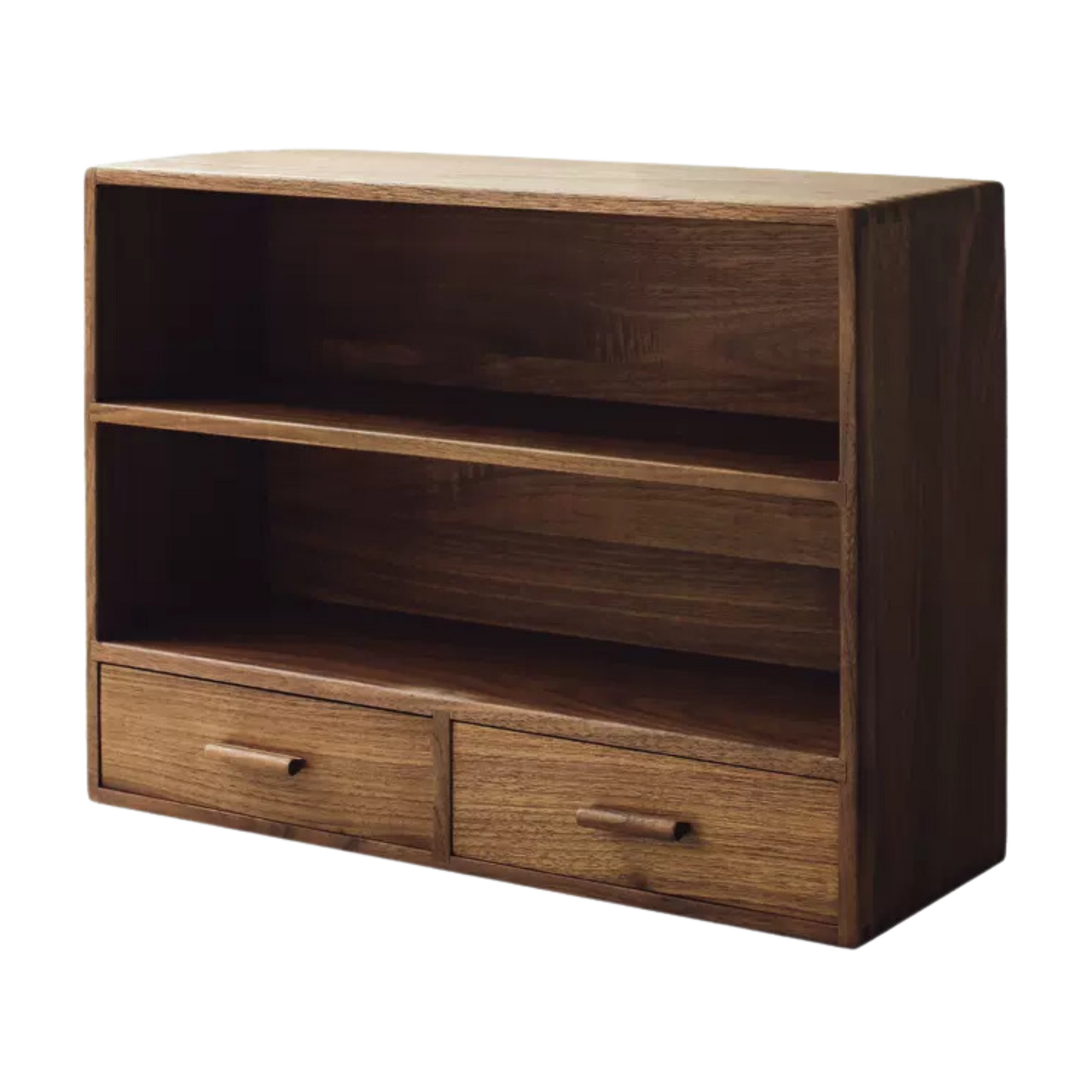 Wooden Double Shelf With Drawers | Large Rustic 2 Tier Storage Cabinet 52 x 18 x 38.5cm