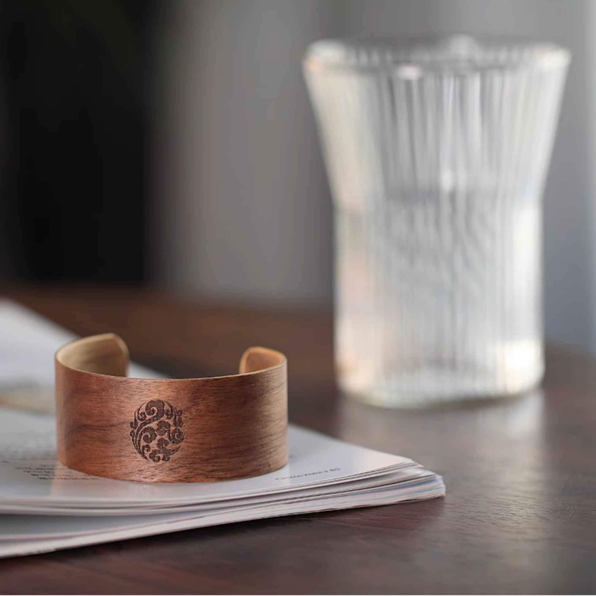 Japanese Style Ripple Glass With Bamboo Sleeve
