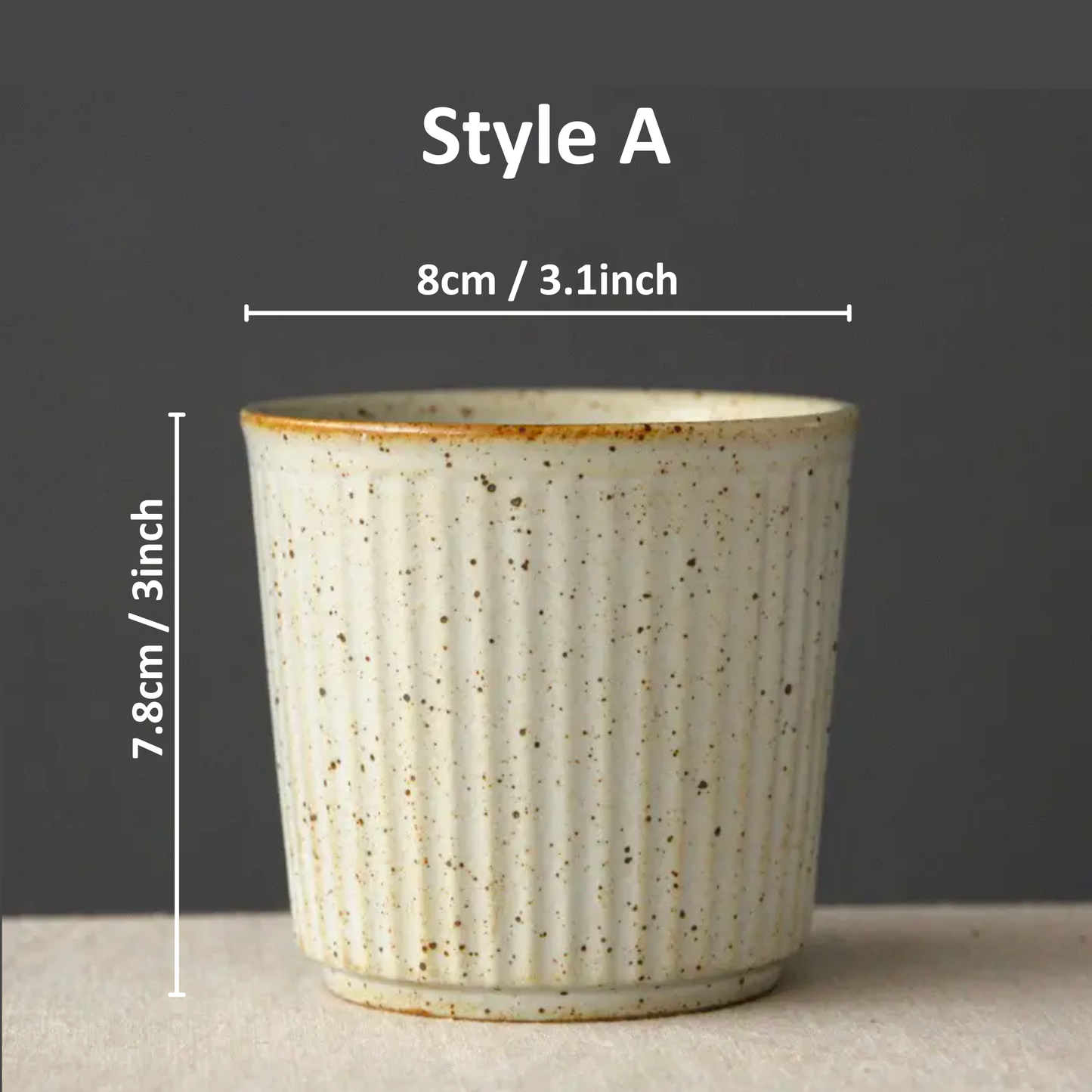 8oz Scandi Latte Cup Minimalist Ribbed Ceramic Cups Set