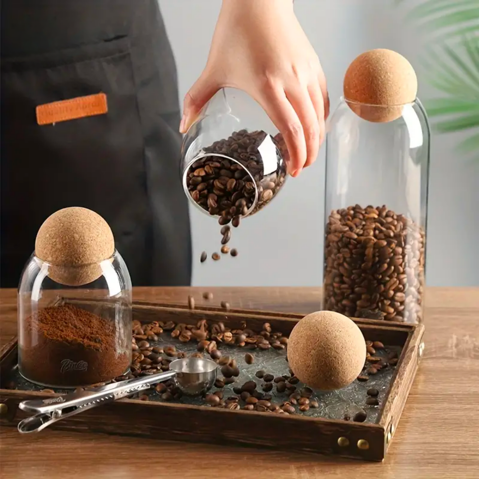 Cork Ball Glass Storage Jars - Smooth | 500ml 800ml 1200ml Jar Sets