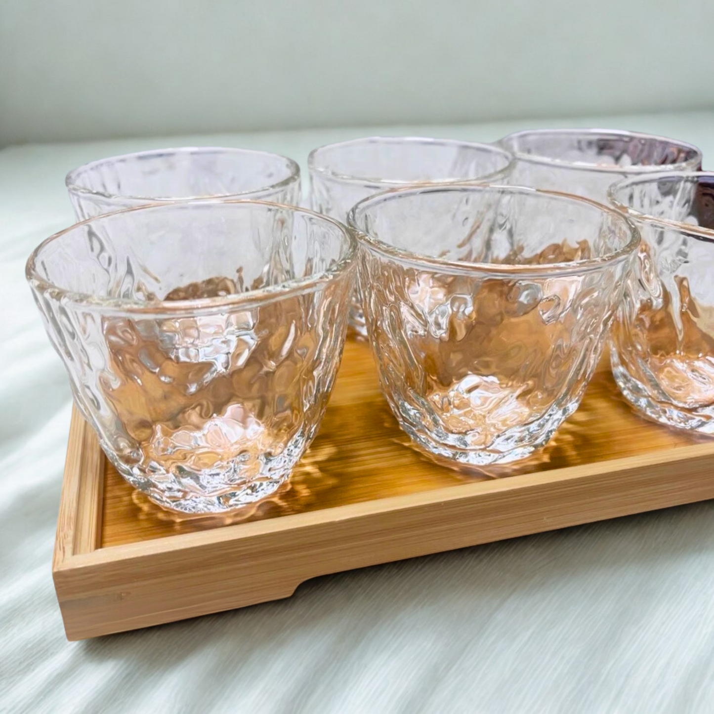 Handmade Hammered Glass Tumbler | 8.5oz / 250ml Coffee Glass Set of 6