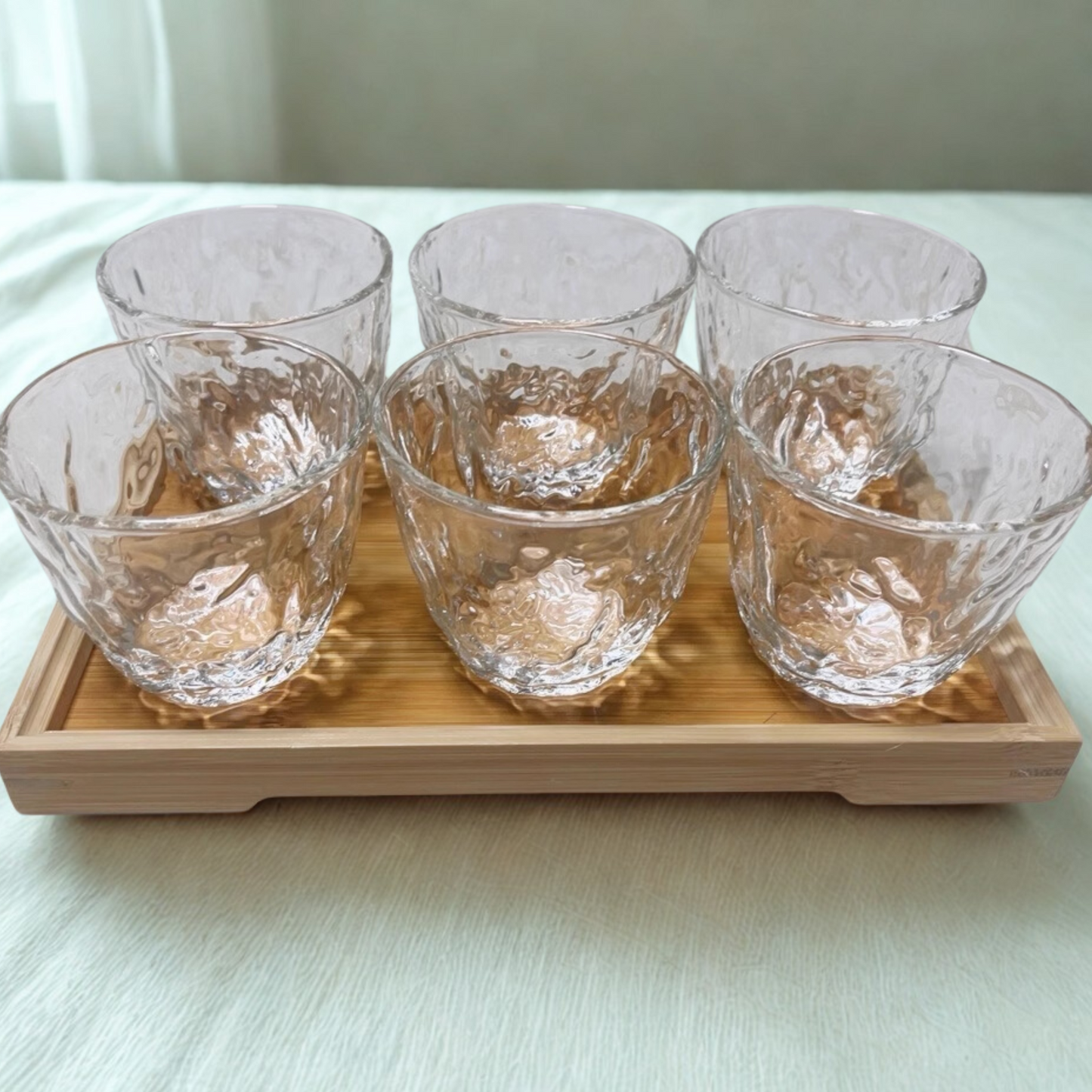 Handmade Hammered Glass Tumbler | 8.5oz / 250ml Coffee Glass Set of 6