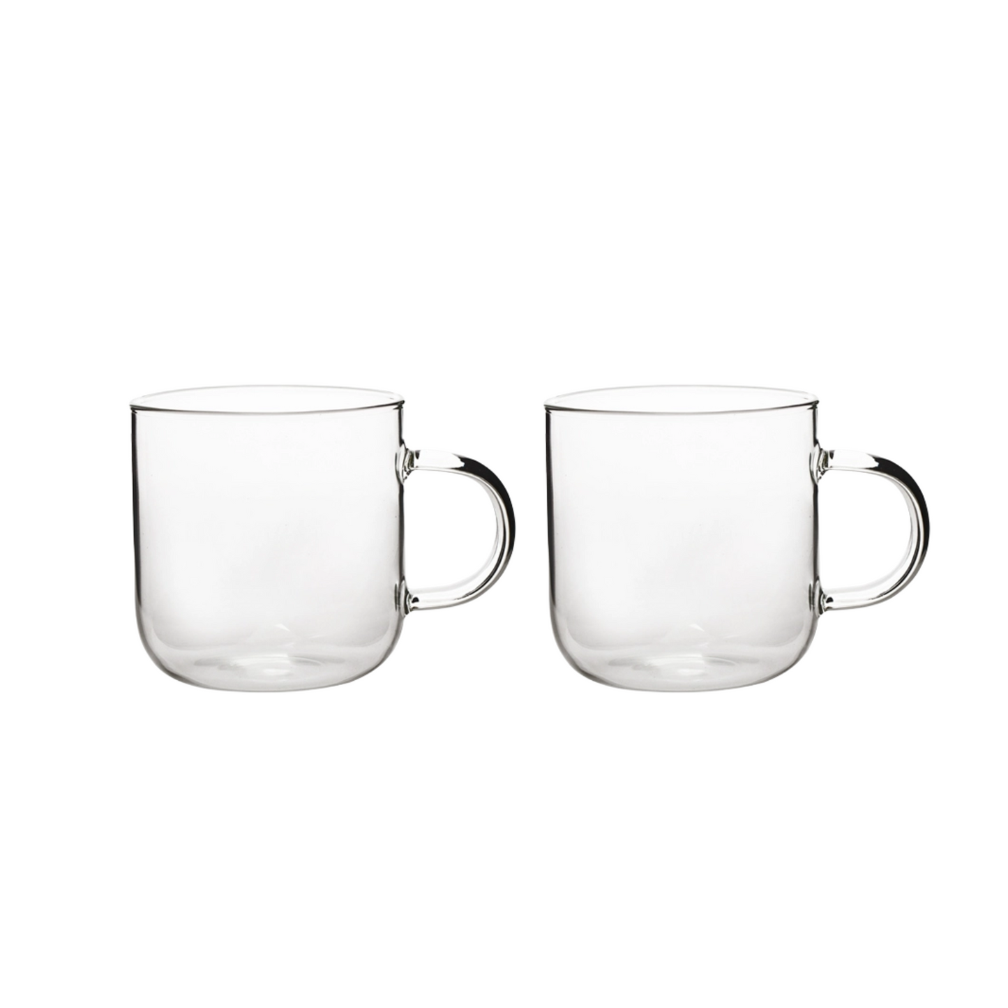 Round Bottom Glass Mug | 12oz / 350ml Clear Glass Coffee Cups Set of 2 or 4