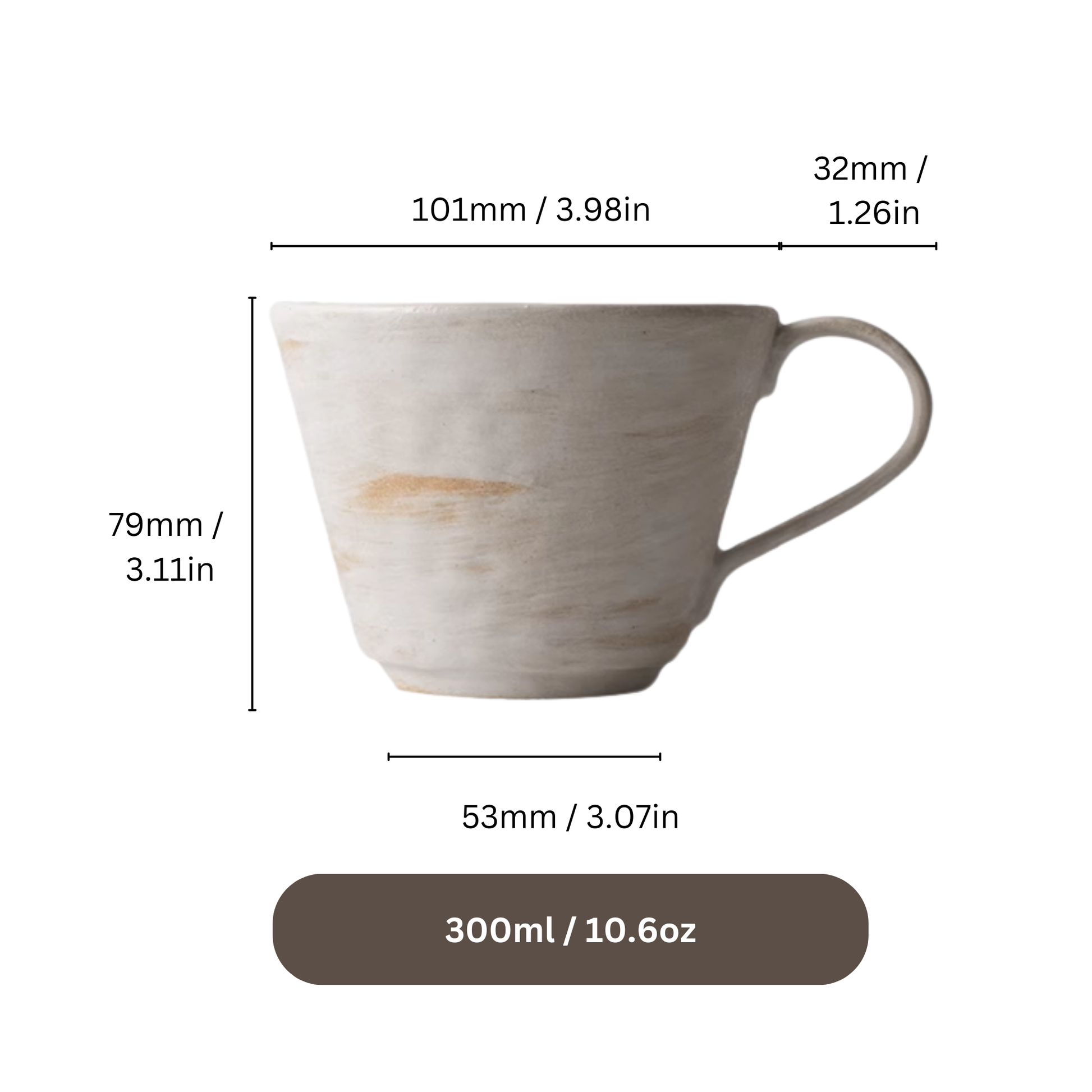 11oz / 300ml Ceramic Coffee Mug | Shino Style Coffee & Tea Cups Set of 2
