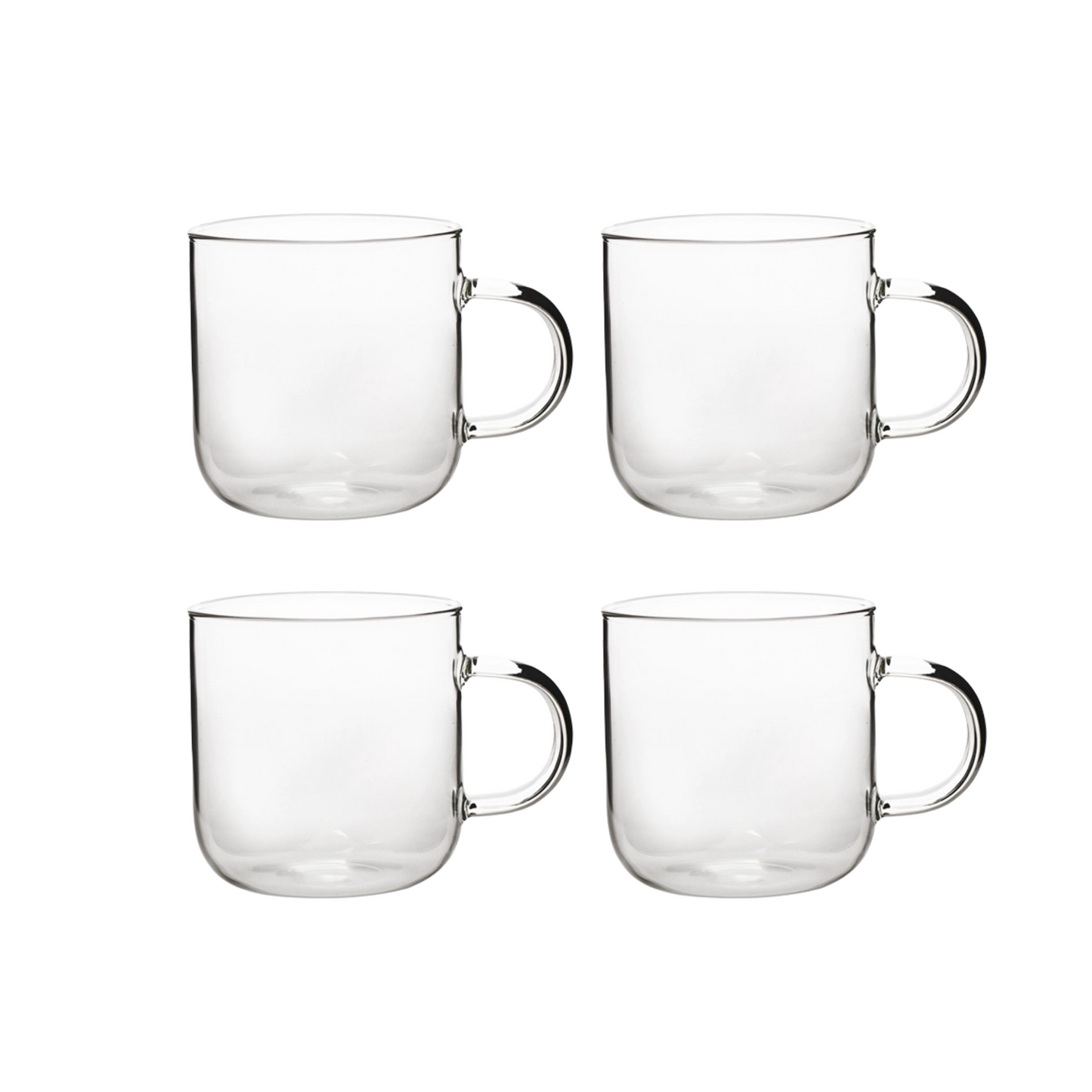 Round Bottom Glass Mug | 12oz / 350ml Clear Glass Coffee Cups Set of 2 or 4