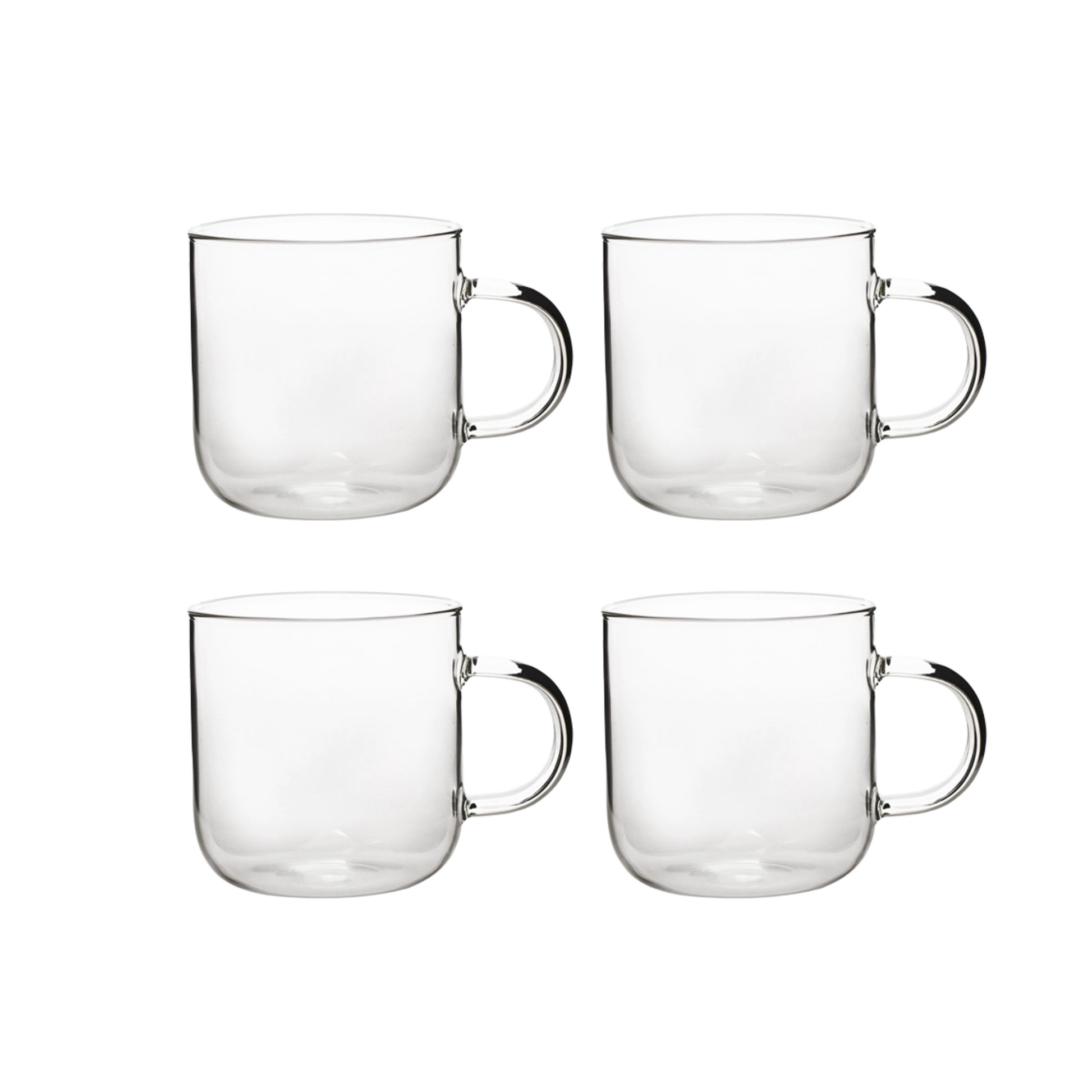 Round Bottom Glass Mug | 12oz / 350ml Clear Glass Coffee Cups Set of 2 or 4