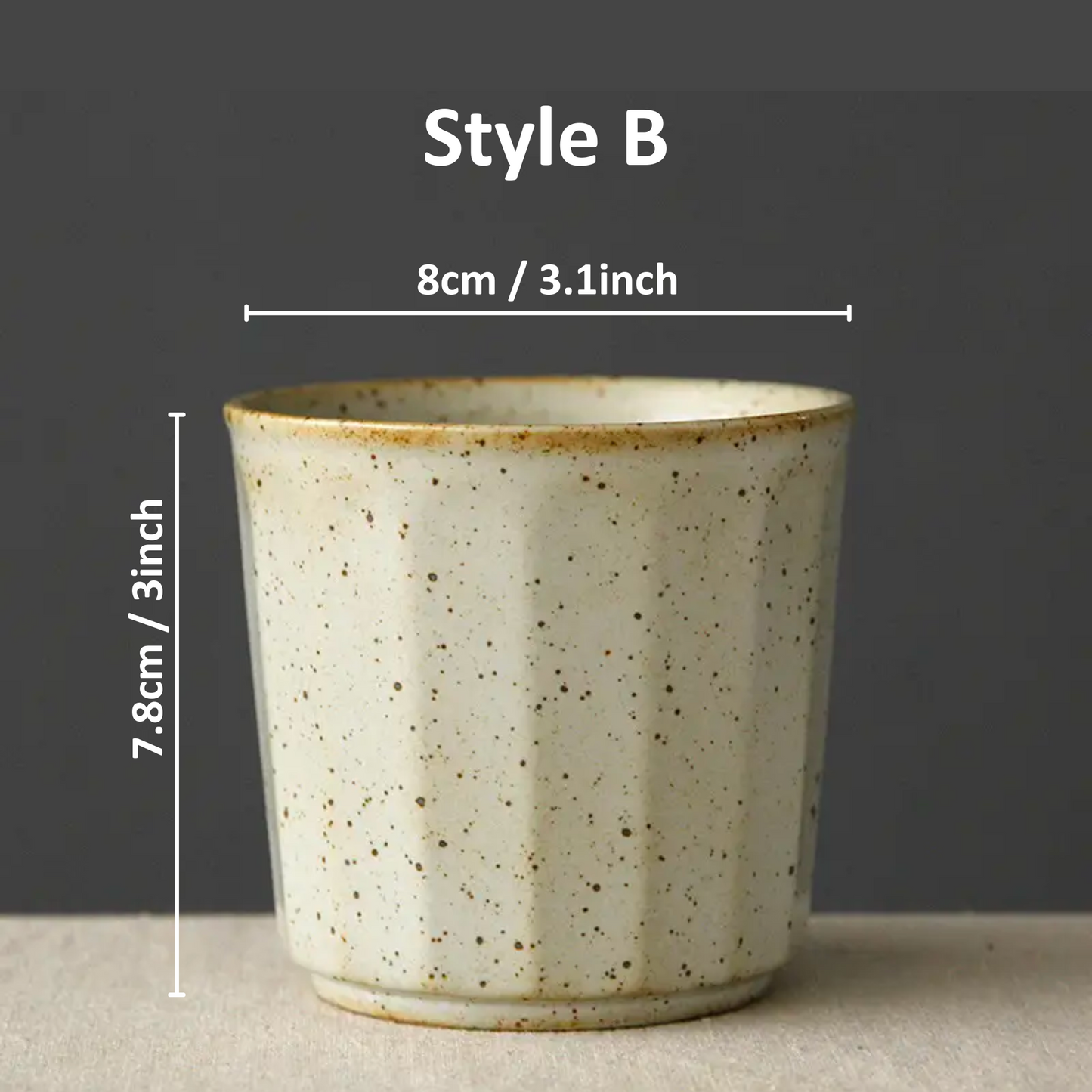 8oz Scandi Latte Cup Minimalist Ribbed Ceramic Cups Set