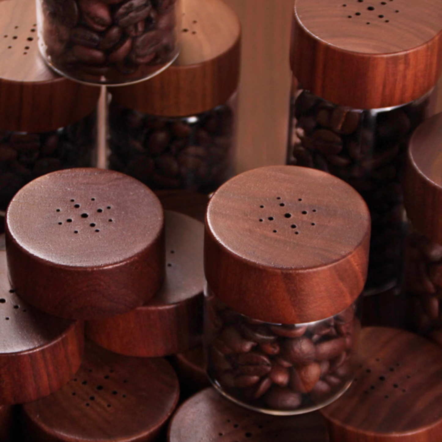 Walnut Wood One Way Valve Beans Cellar