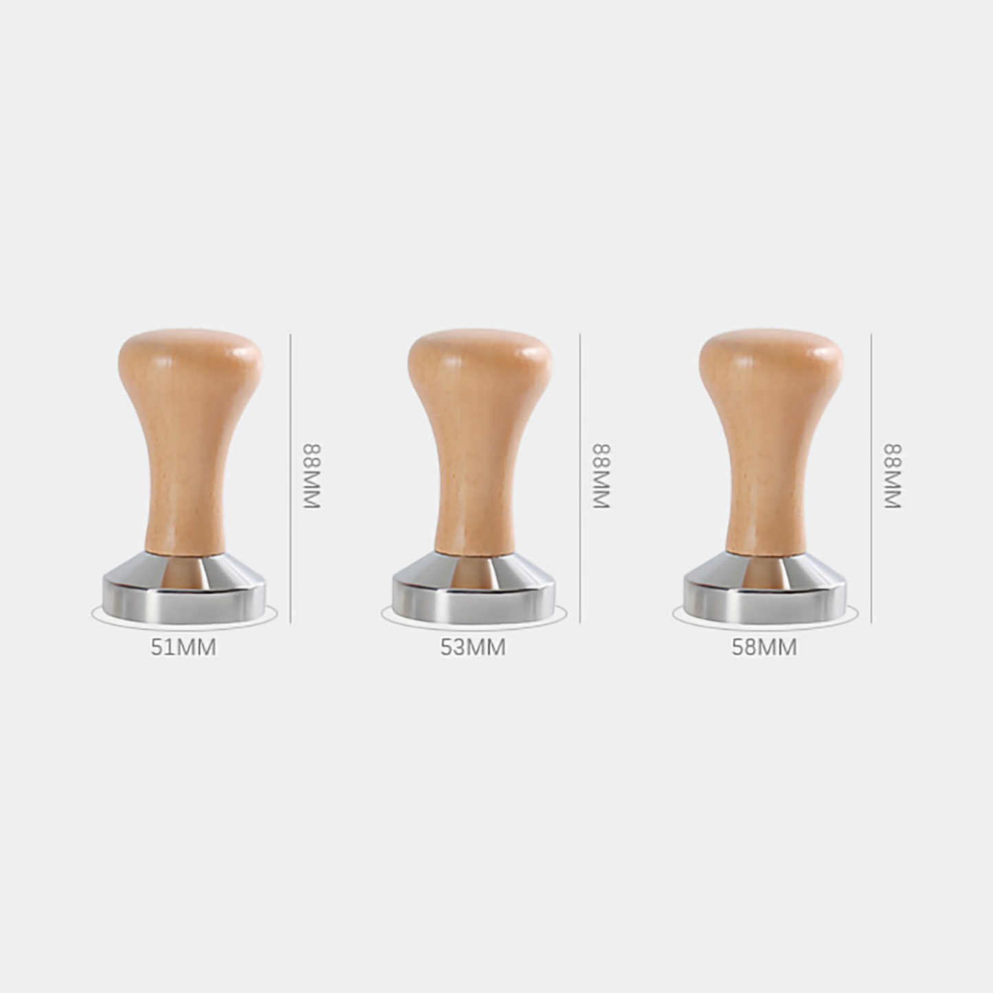 Beech Wood Espresso Tamper | For 58mm 53mm 51mm Portafilters