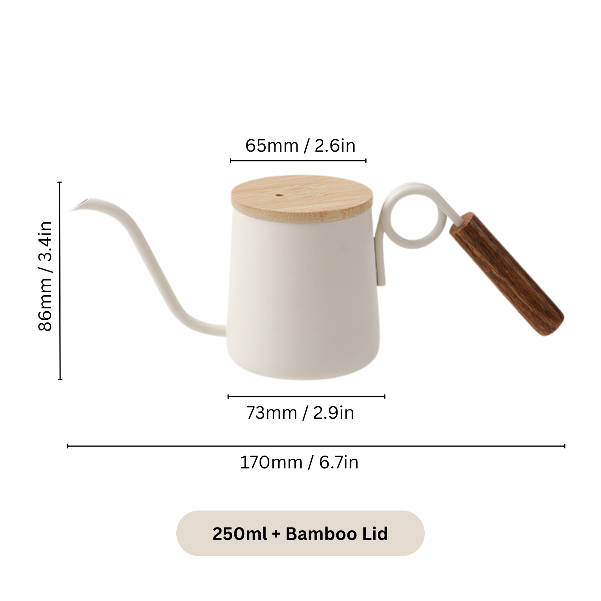 White Coffee Pour Over Kettle with Wood Handle | Hand Drip Coffee Kettle With Wood Knob Lid