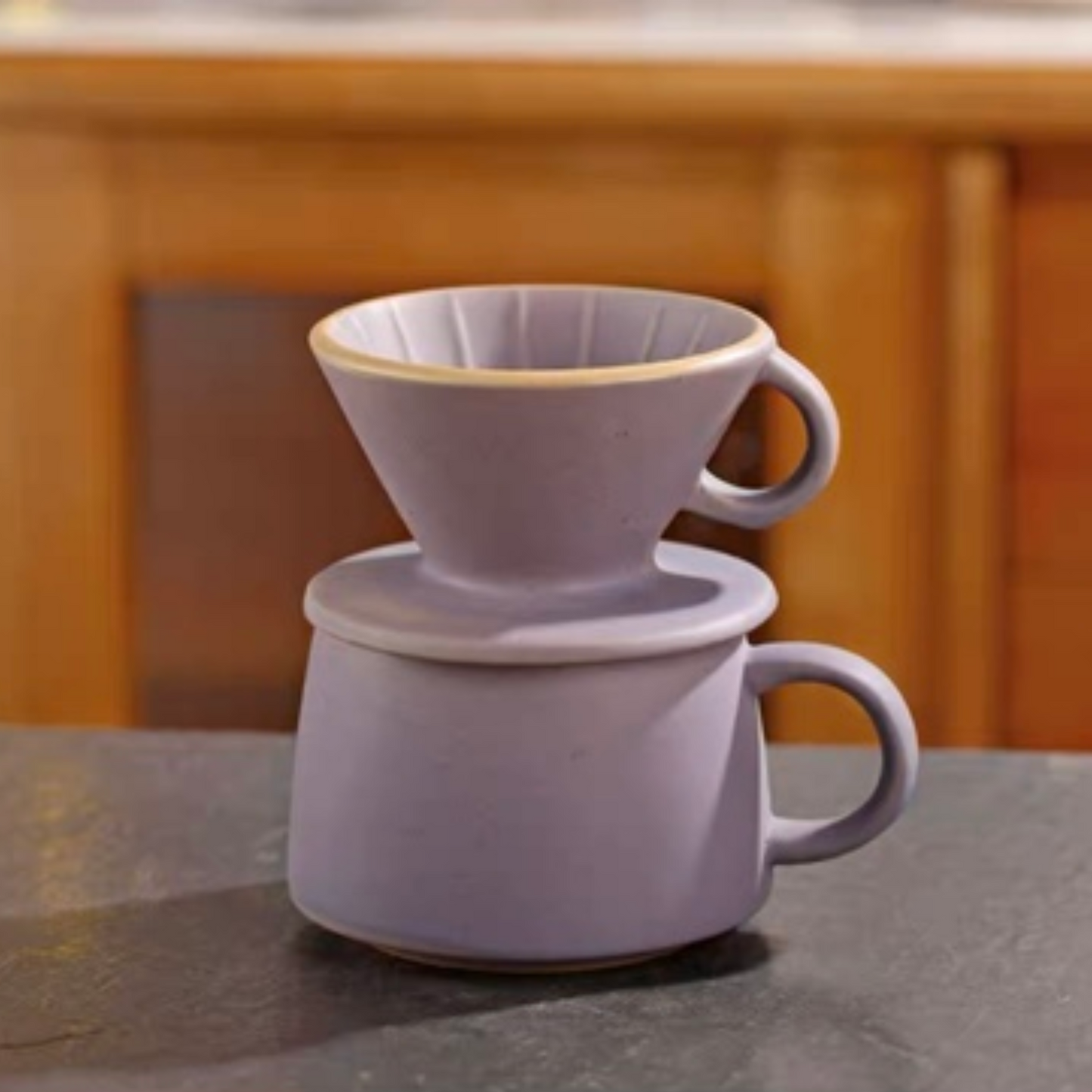 Coffee Gift For Her Ceramic Coffee Dripper and Cup Set In Lavender Purple