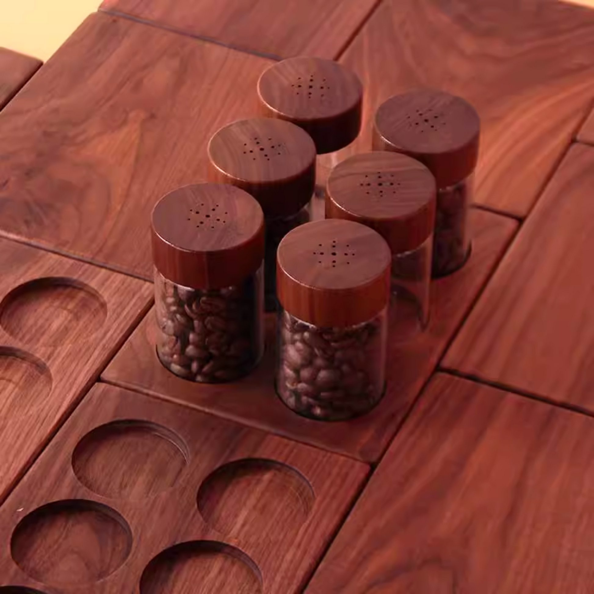 Walnut Wood One Way Valve Beans Cellar