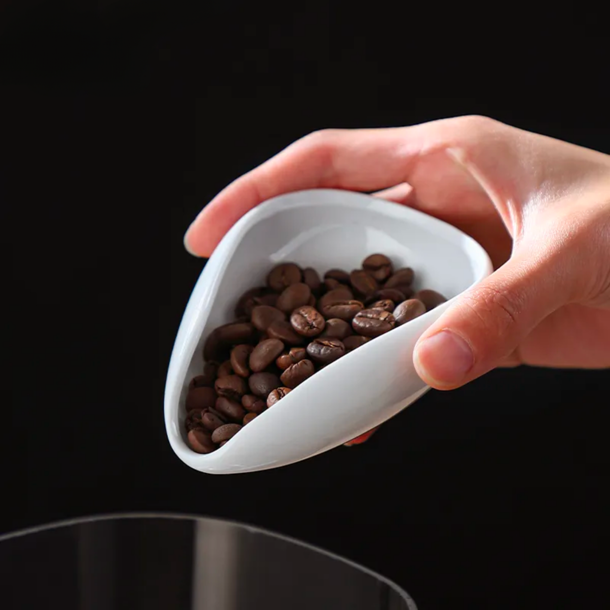White Ceramic Coffee Bean Dosing Tray