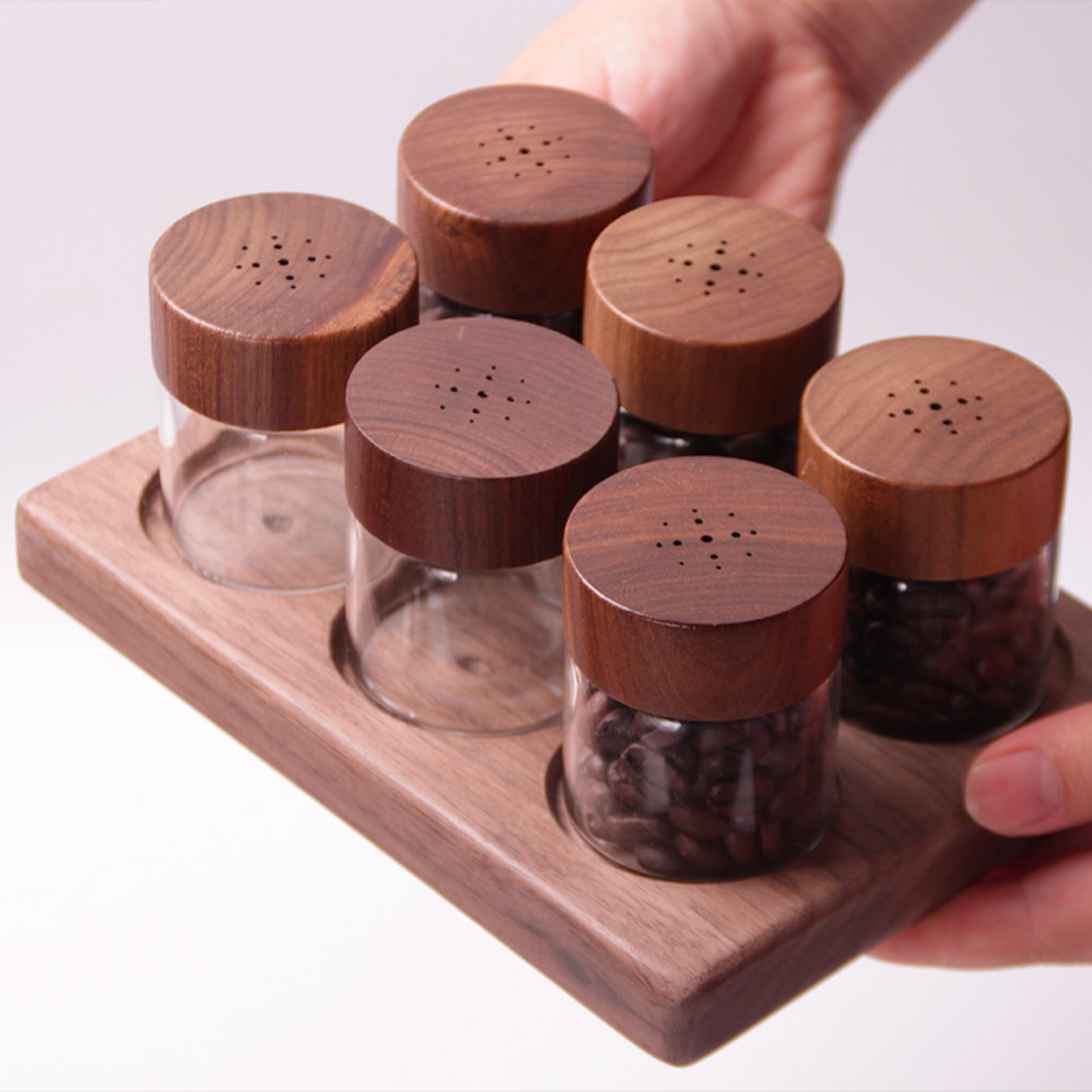 Walnut Wood One Way Valve Beans Cellar