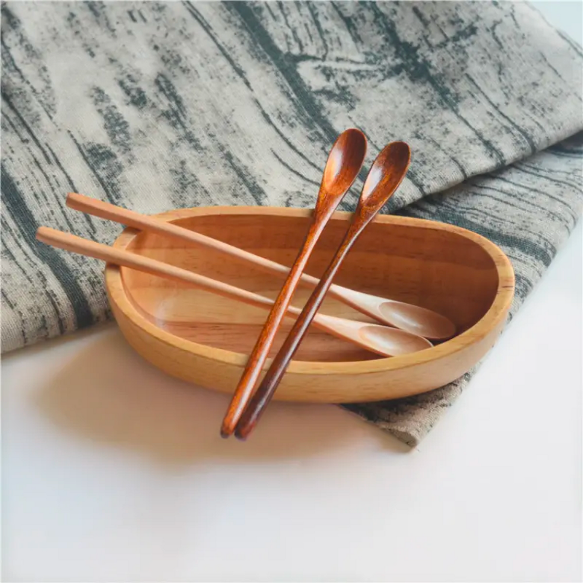 Japanese Style Wooden Stirrer Set | Natural Wood Spoon Pack of 2 or 4