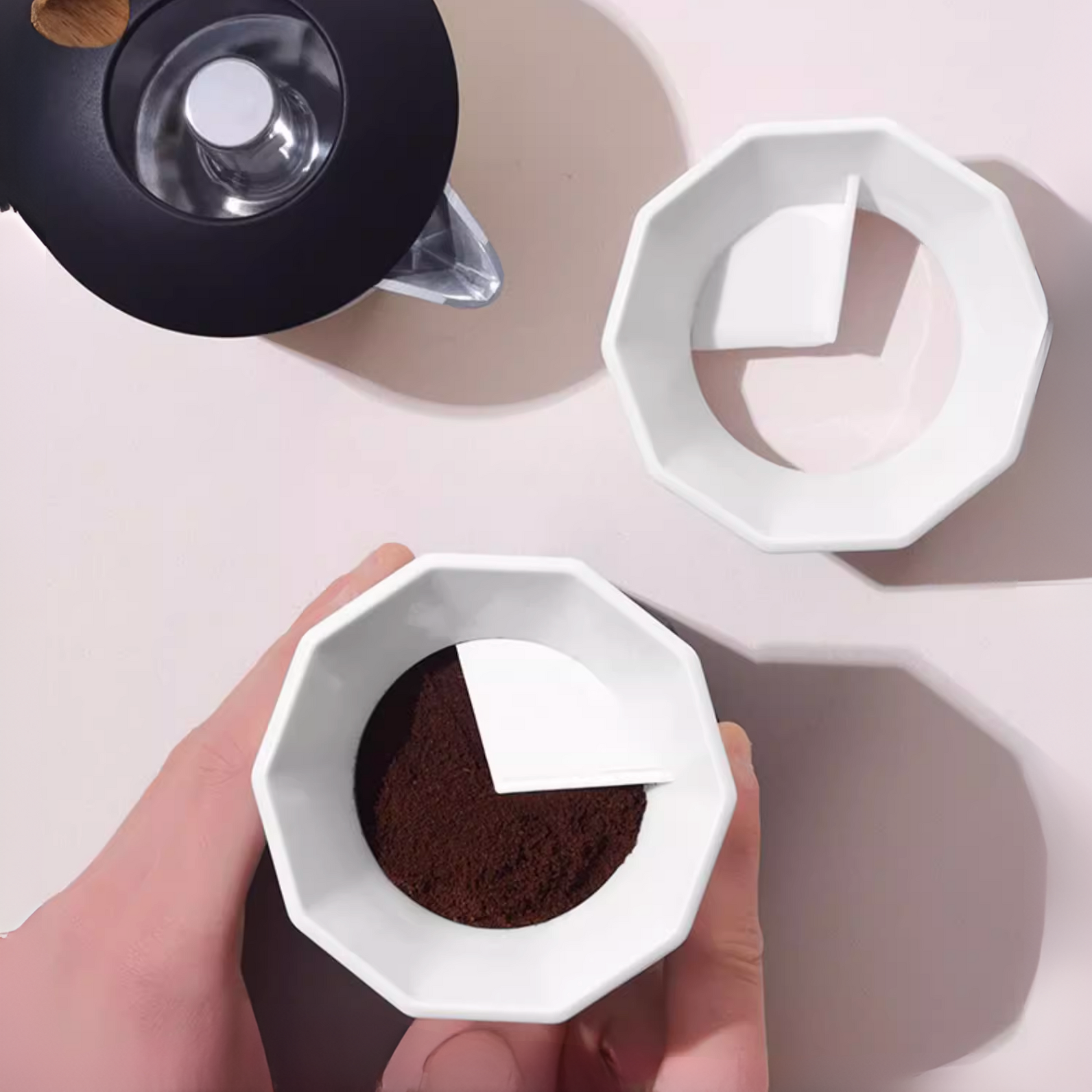 Moka Pot Rotary Dosing Ring Distributor Crafted for 3-cup and 6-cup Moka pots