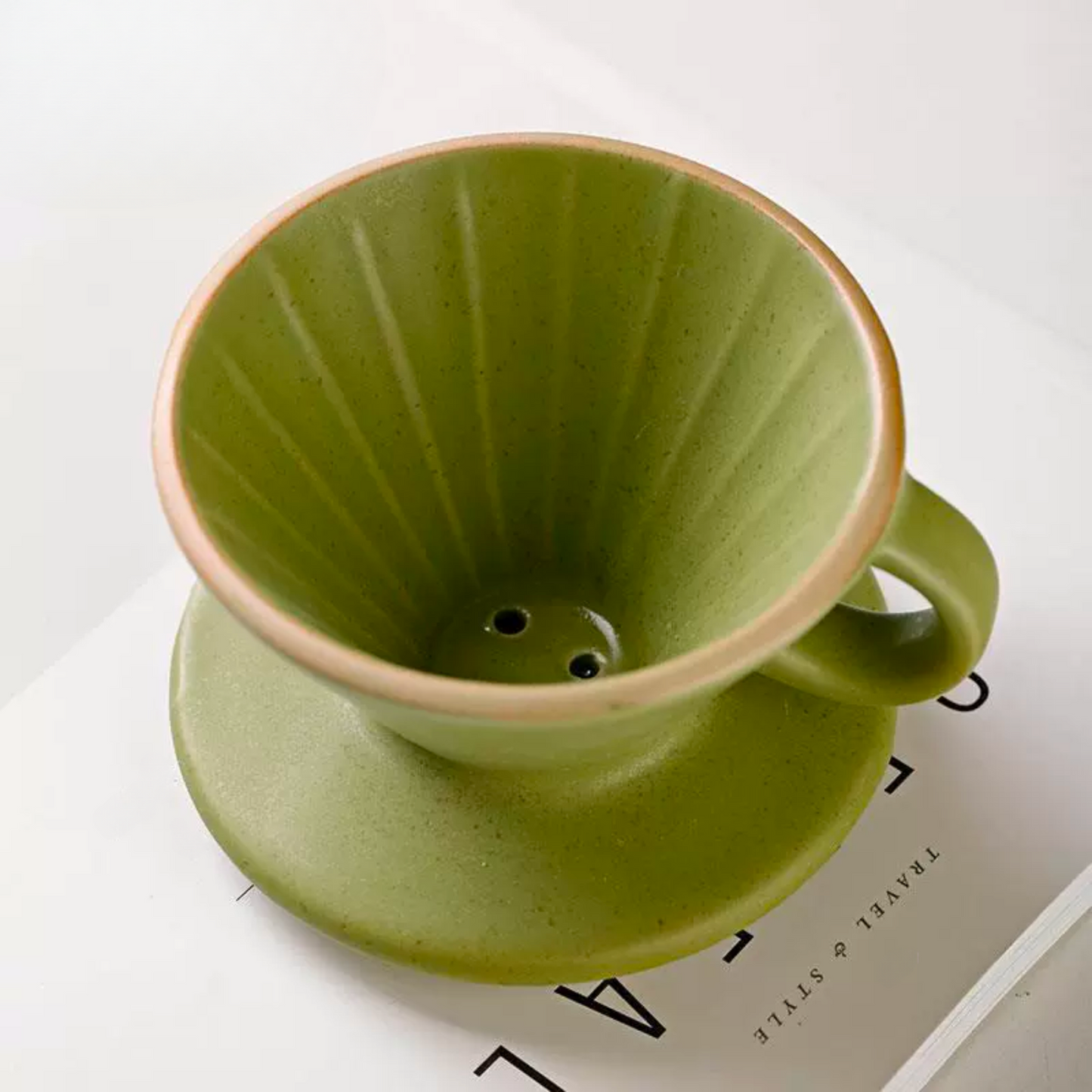 Matcha Colour Ceramic Coffee Dripper and Cup Set | Pour Over Coffee Gift Set