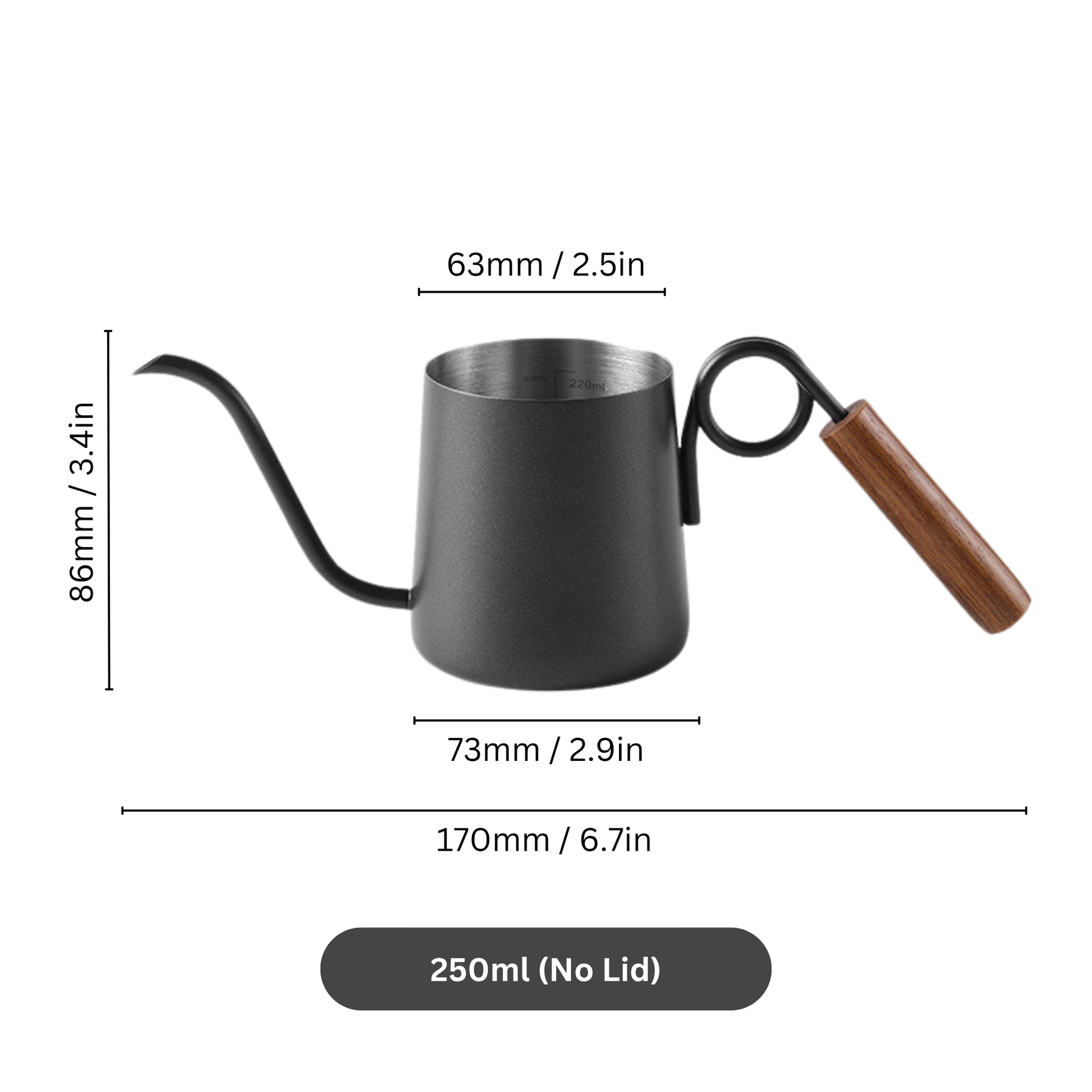 Coffee Pour Over Kettle with Wood Handle in Black | Hand Drip Coffee Kettle With Wood Knob Lid