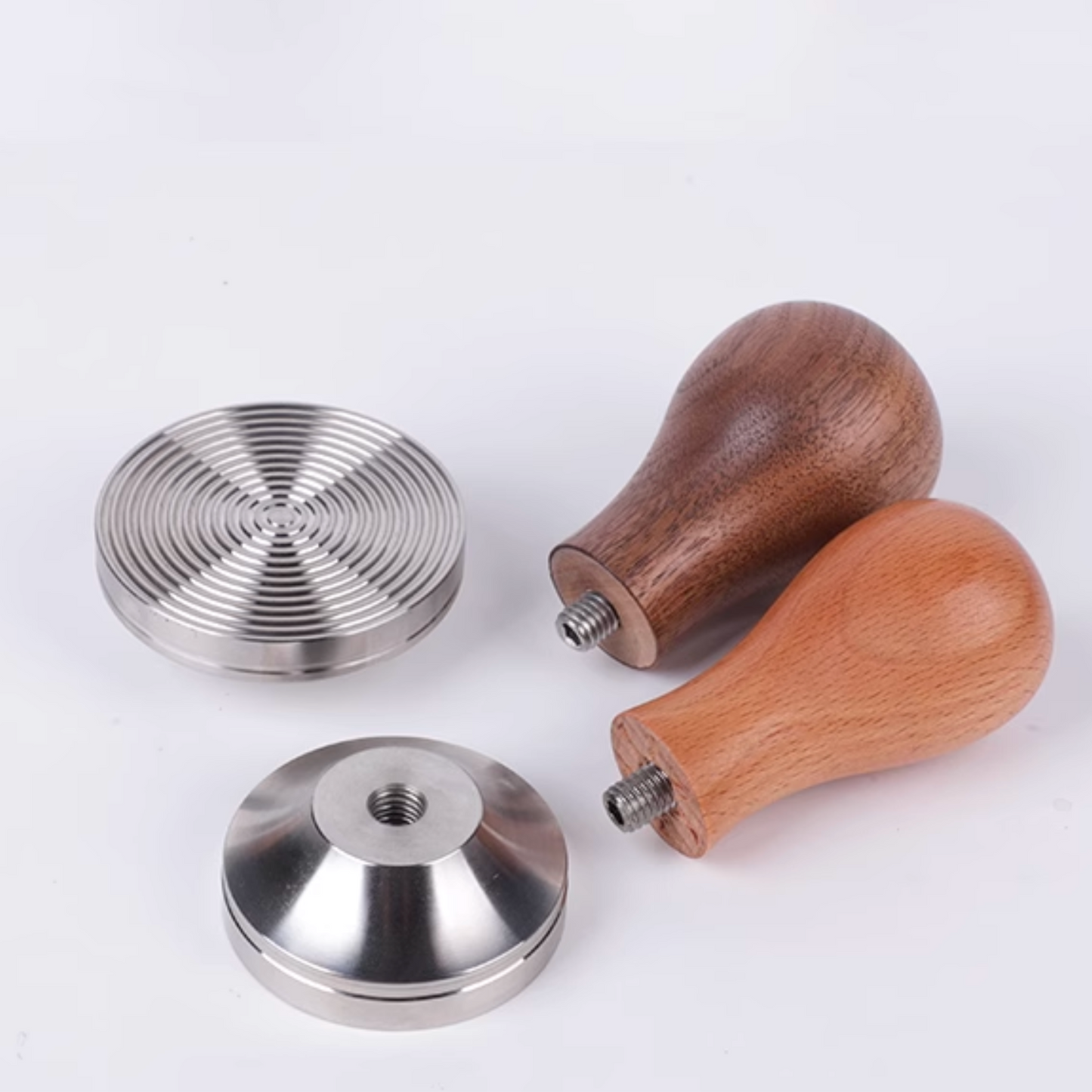 Wood Handle Stainless Steel Tamper | 58mm 53mm 51mm Ripple / Flat Base