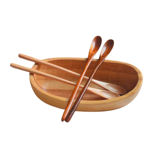 Japanese Style Wooden Stirrer Set | Natural Wood Spoon Pack of 2 or 4