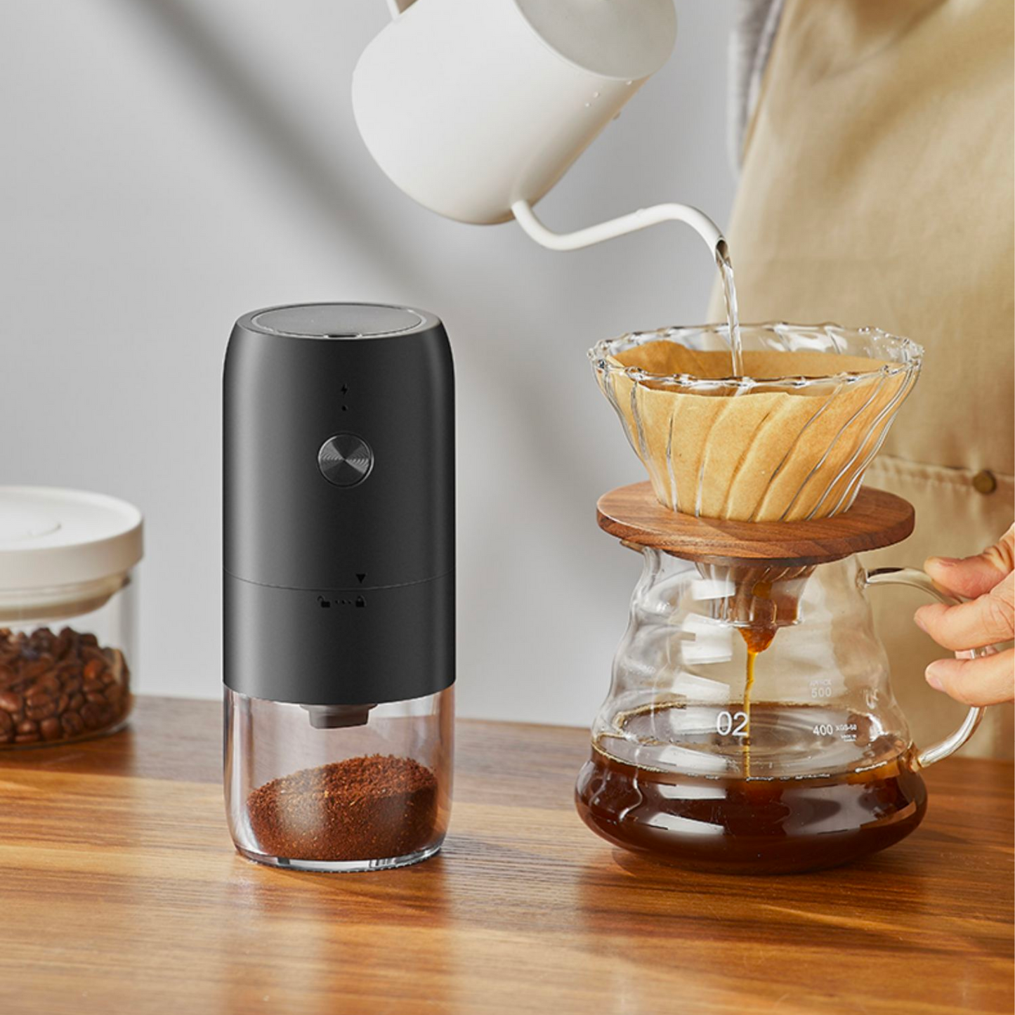 Portable Electric Coffee Grinder with USB-C port charging