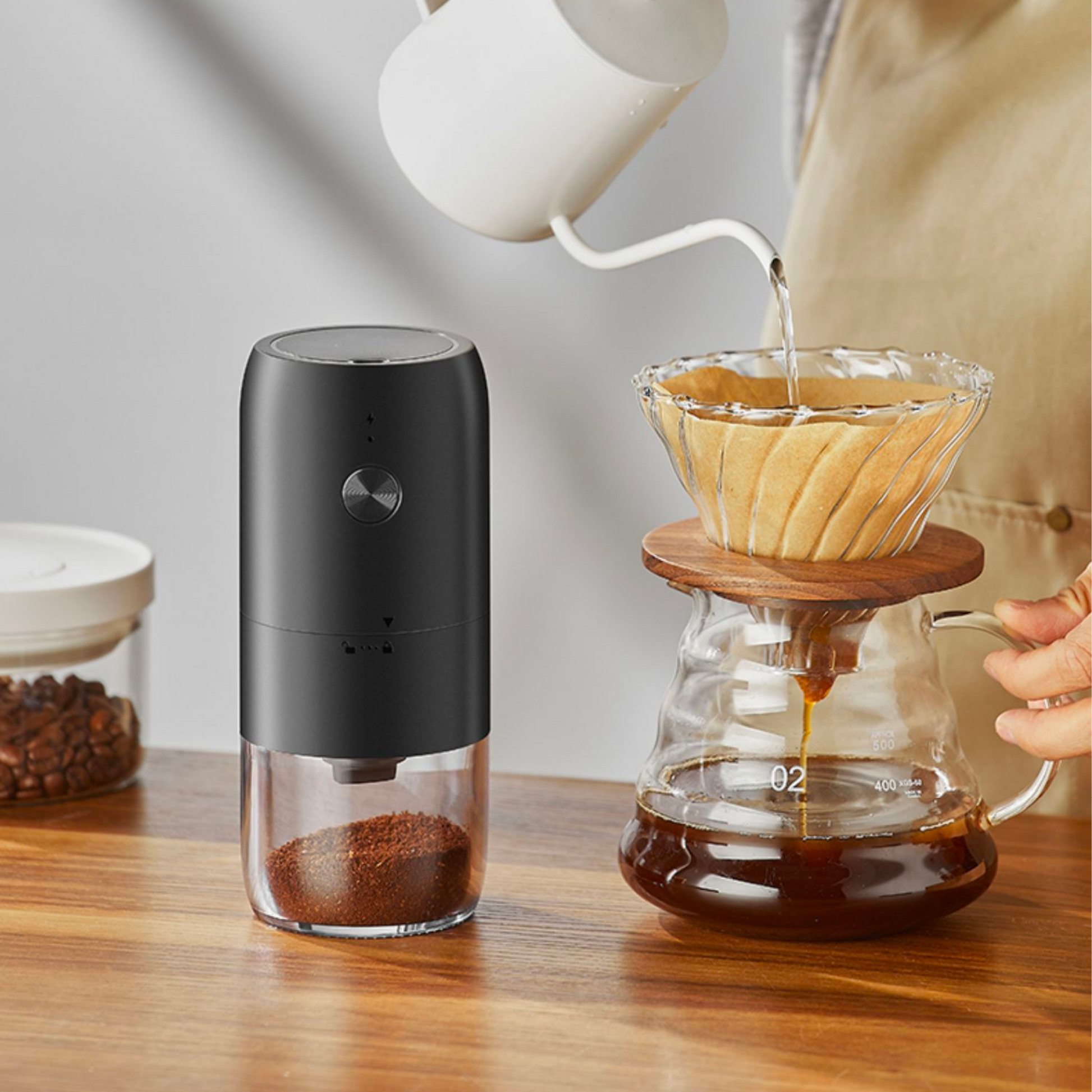 Portable Electric Coffee Grinder with USB-C port charging