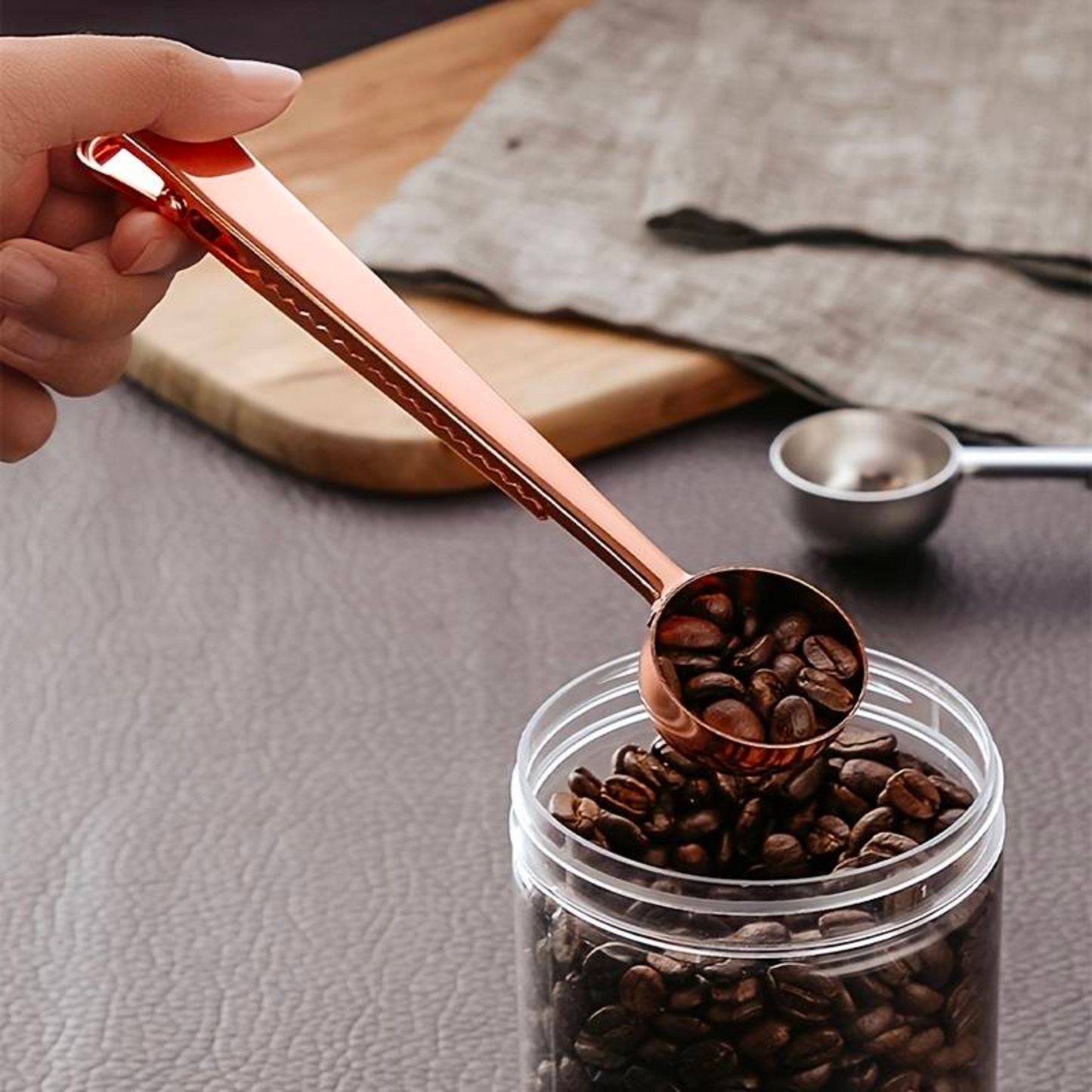 Stainless Steel Measuring Spoon with Sealing Clip | Coffee Beans Scoop