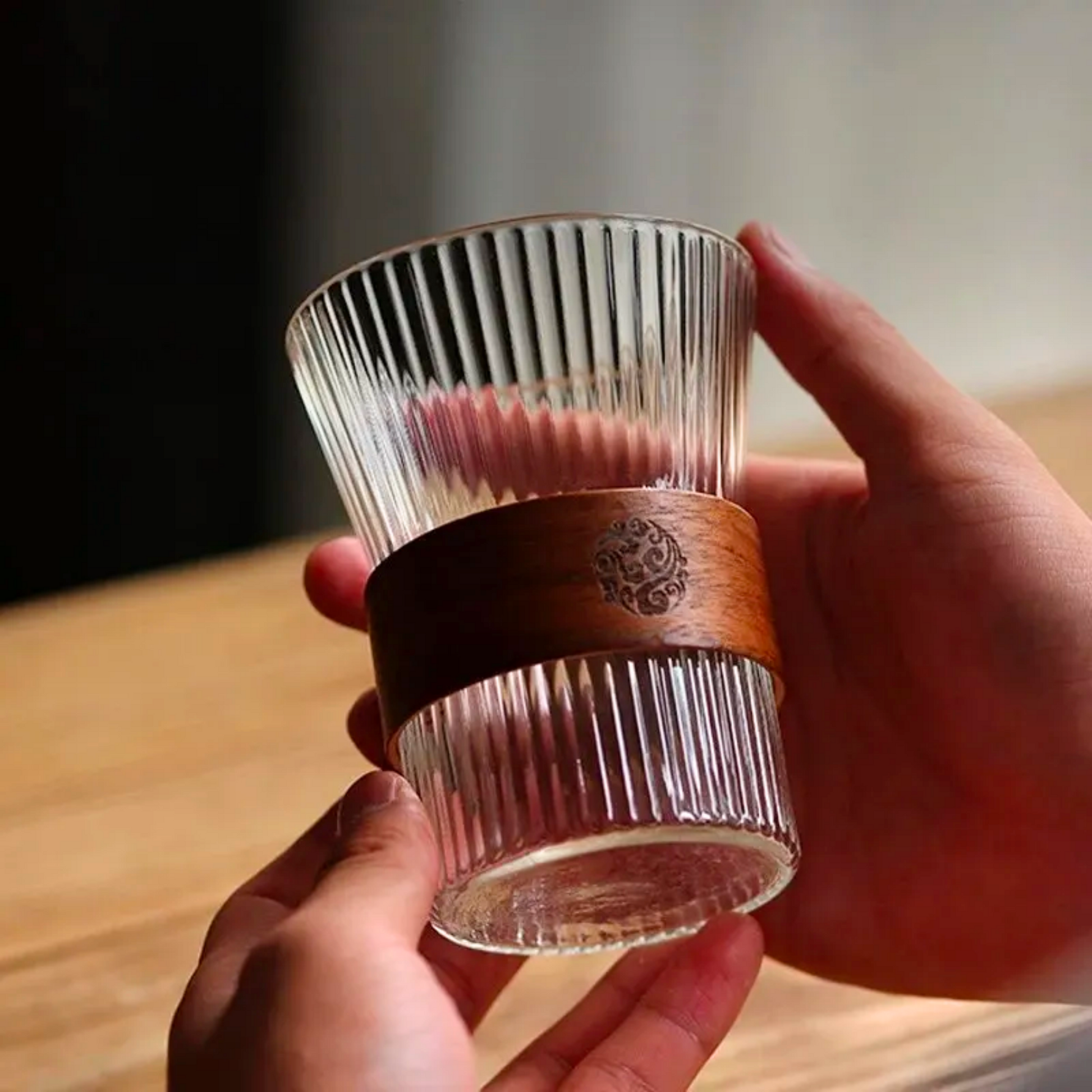 Japanese Style Ripple Glass With Bamboo Sleeve