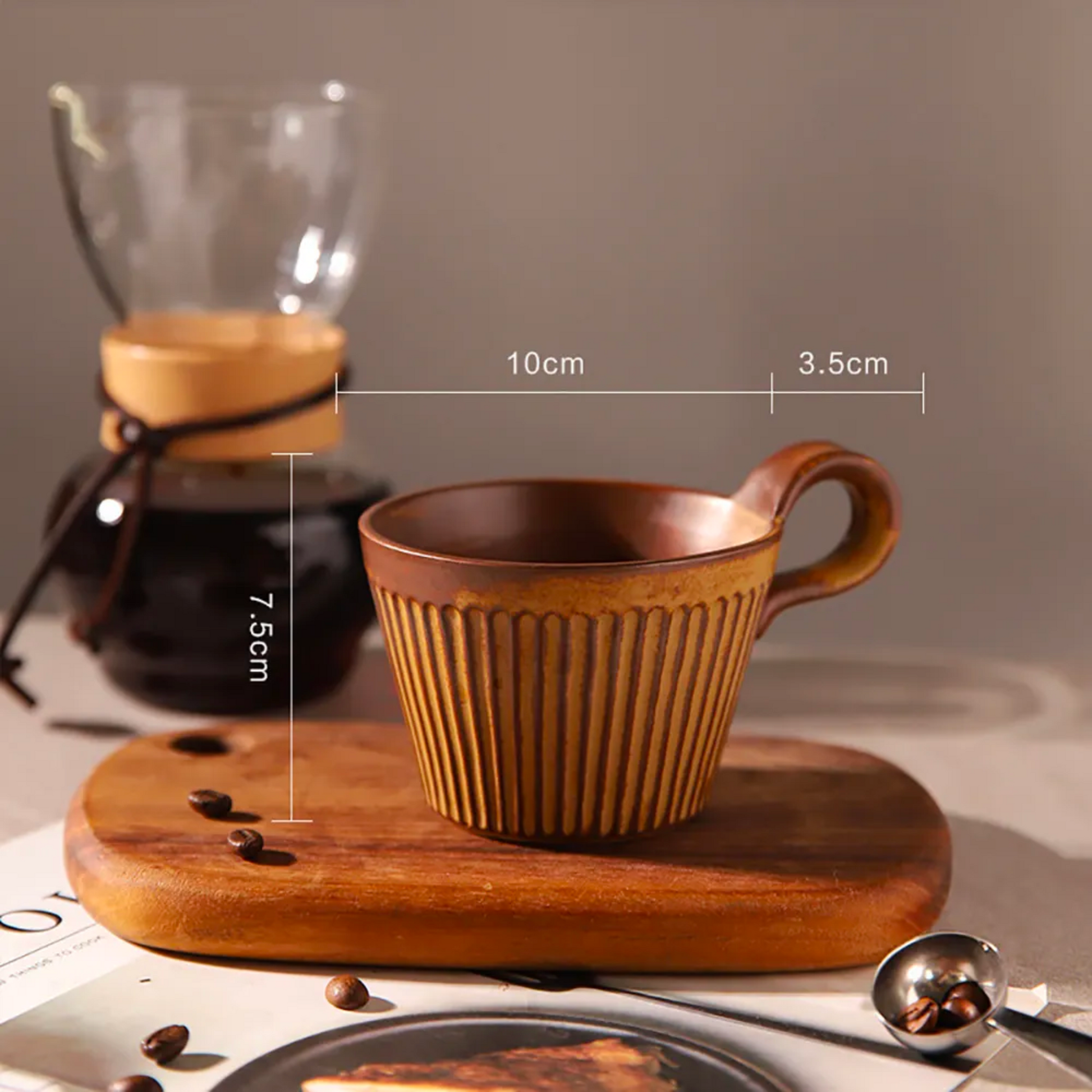 Rustic Ceramic Coffee Mug | 320ML Retro Japanese Style Cup & Drinkware in Brown