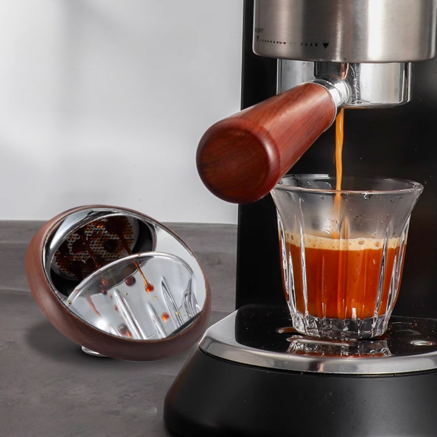 Wooden Espresso Shot Mirror With Magnet | Home Coffee Machine Accessories for Baristas