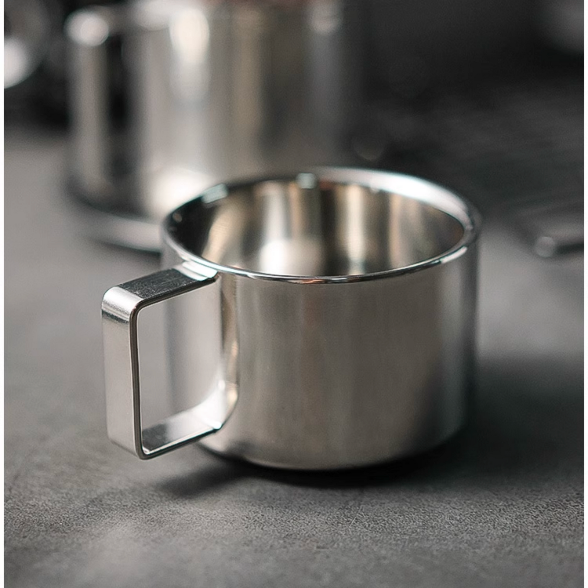 Mirror Steel Coffee Cup with Saucer and Spoon | Metal Cappucino Cup Set Gift For Him Airbnb Host