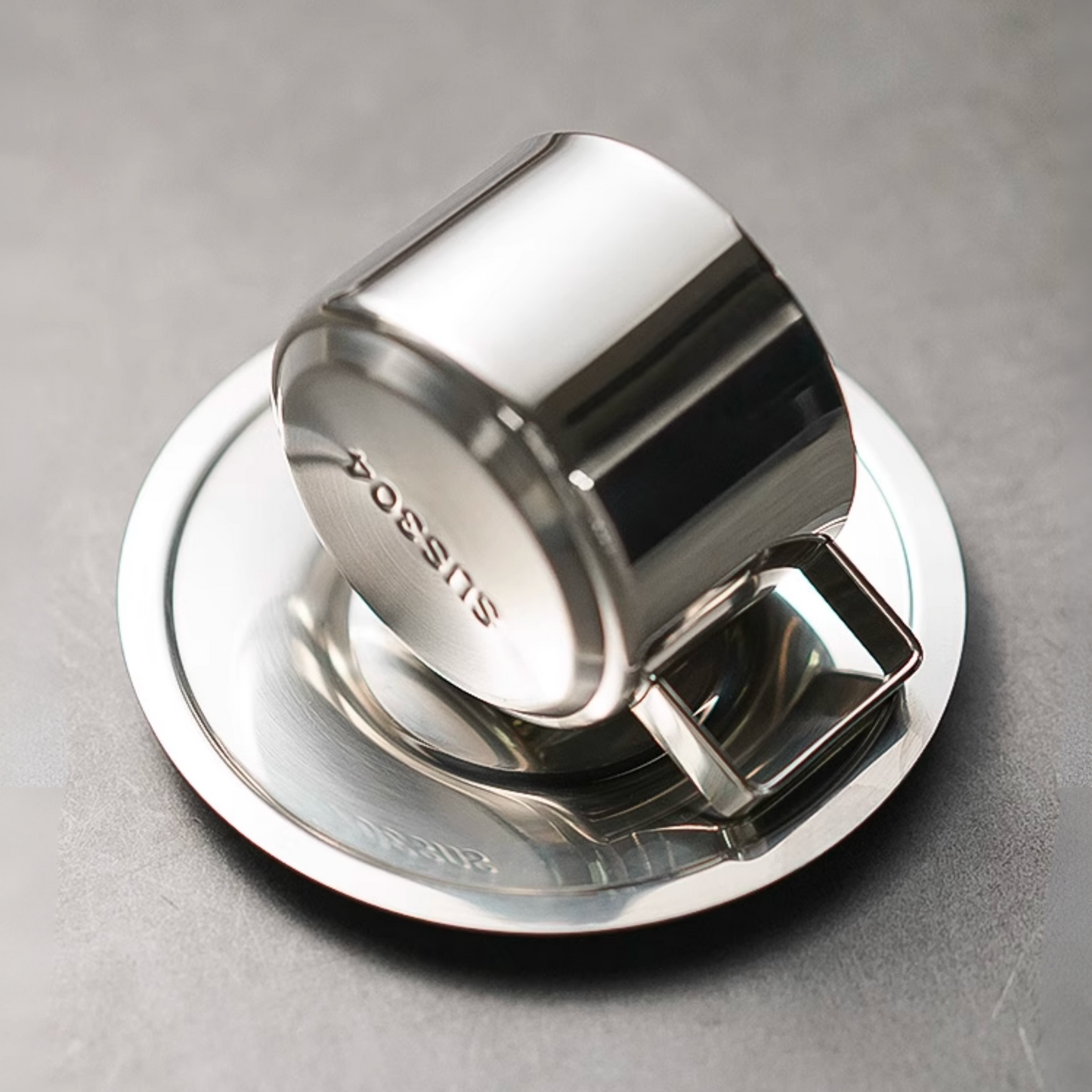 Mirror Steel Coffee Cup with Saucer and Spoon | Metal Cappucino Cup Set Gift For Him Airbnb Host