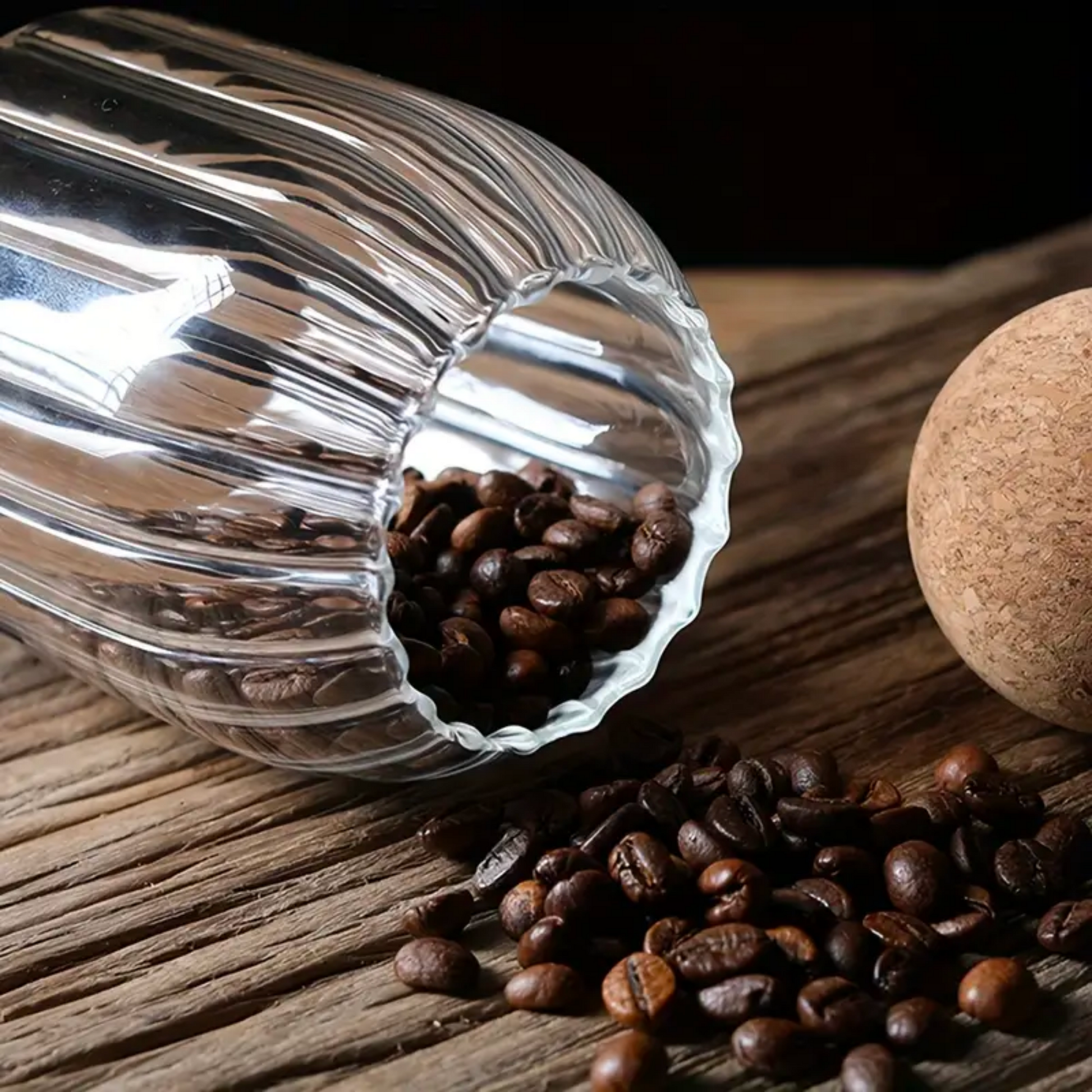 Cork Ball Glass Storage Jars - Ripple | 500ml 800ml 1200ml Jar Sets