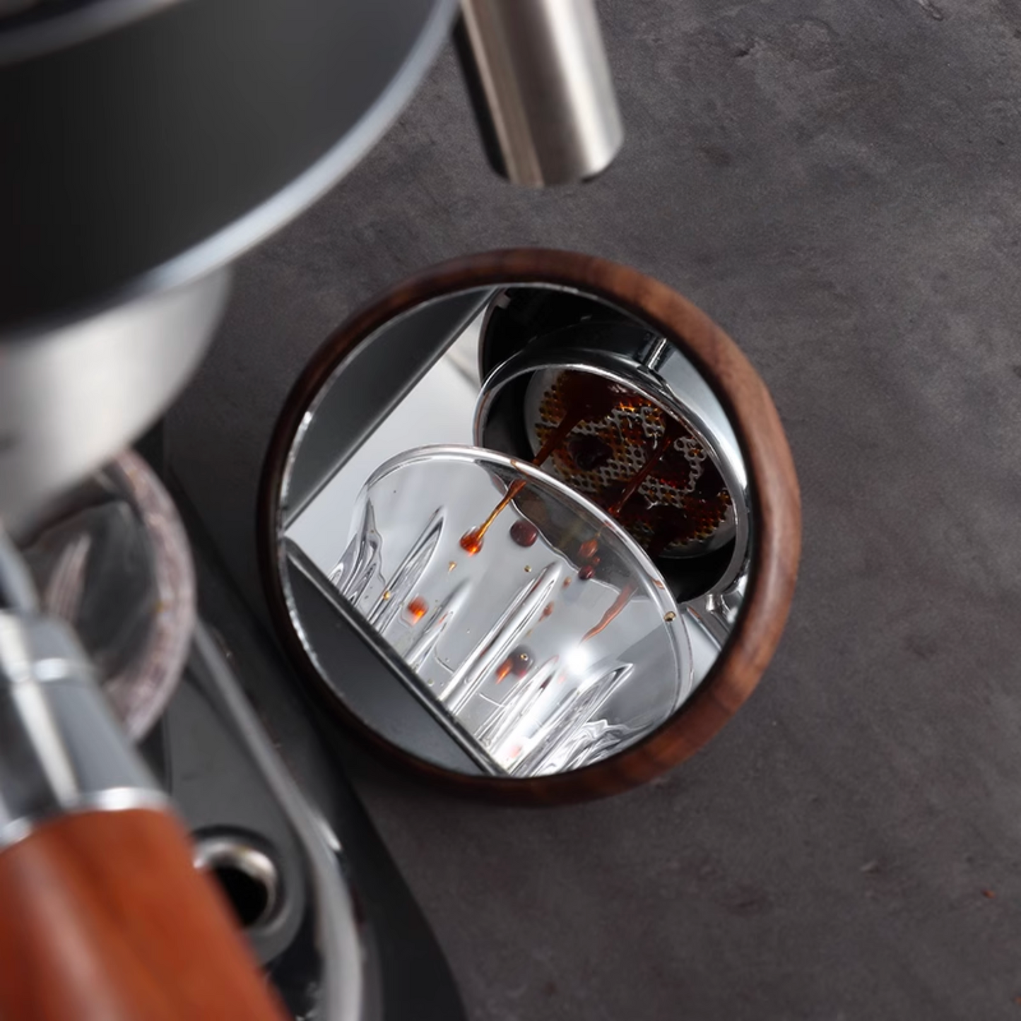 Wooden Espresso Shot Mirror With Magnet | Home Coffee Machine Accessories for Baristas