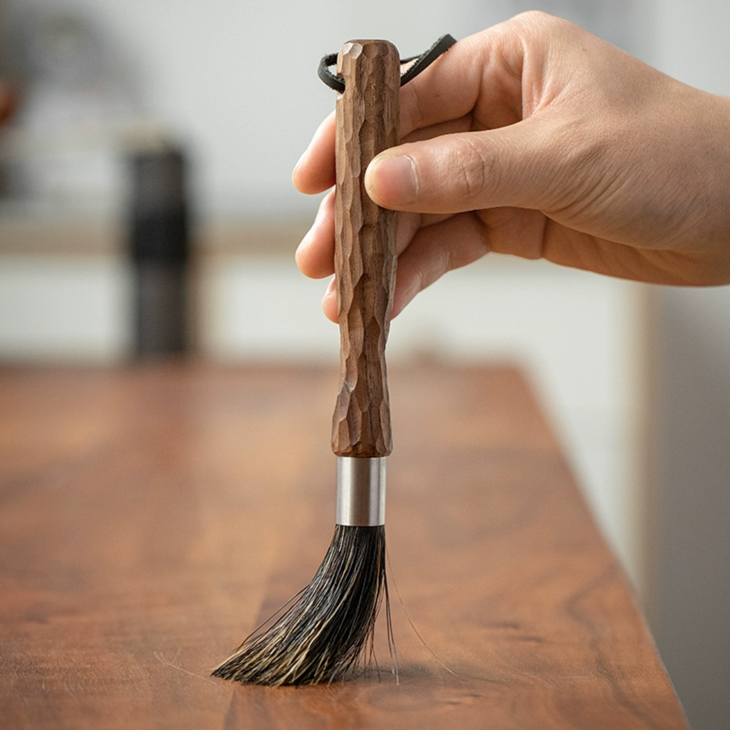 Hand-Carved Walnut Wood Coffee Brush | Barista Grinder Cleaning Tool