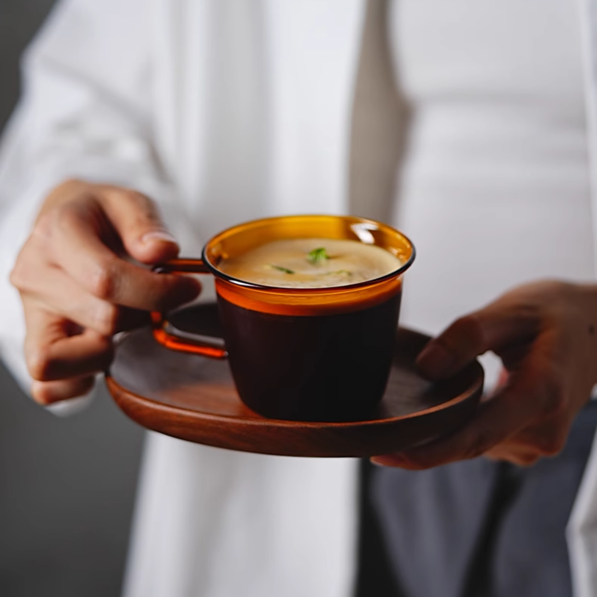 Handblown Amber Glass Mug | 200ml Coffee Cup Set of 2 or 4 Glassware