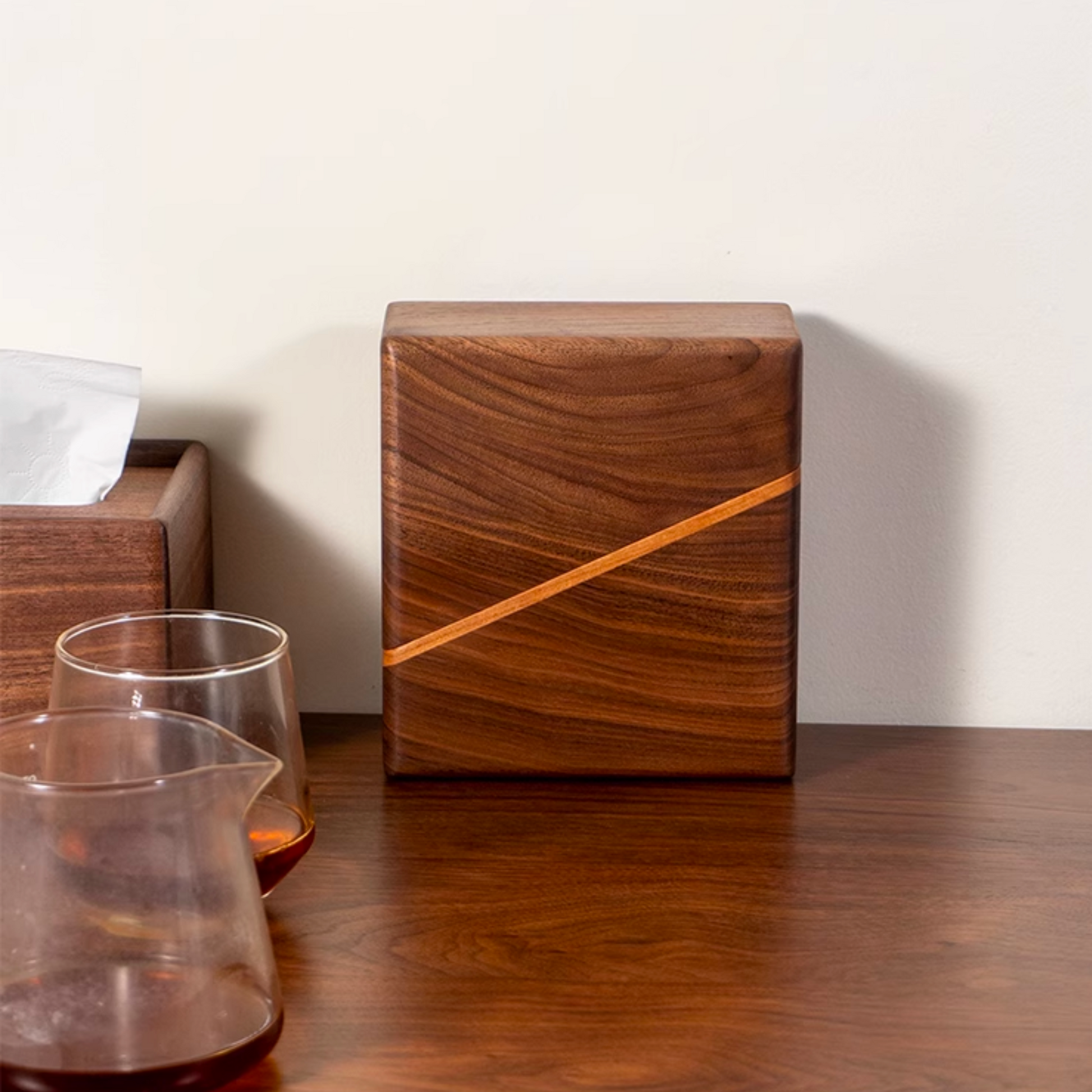 Black Walnut Wood Coffee Filter Holder with Cover