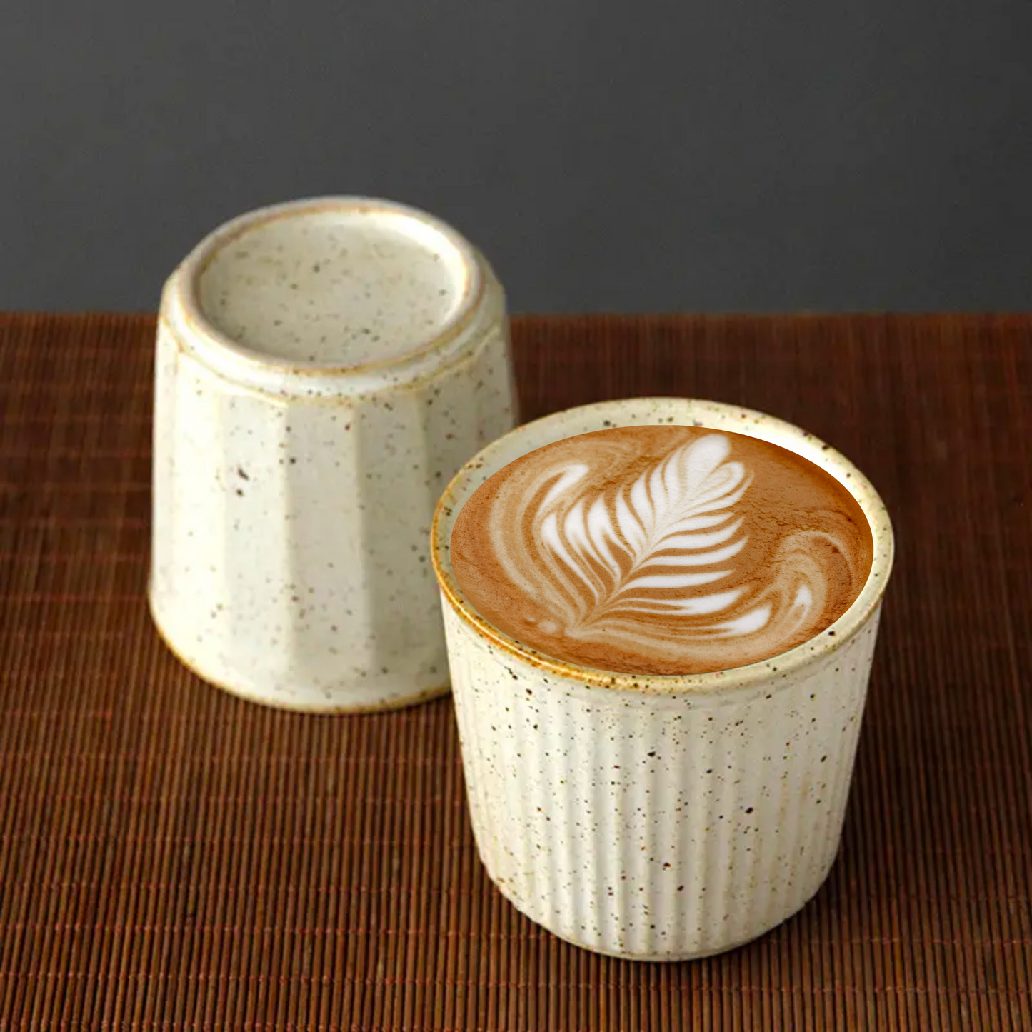 8oz Ceramic Latte Cup Set of 2 or 4 | Handmade Ceramic Coffee Mug Gift For Tea Lover Cup Minimalist Stoneware Pottery Gift For Housewarming