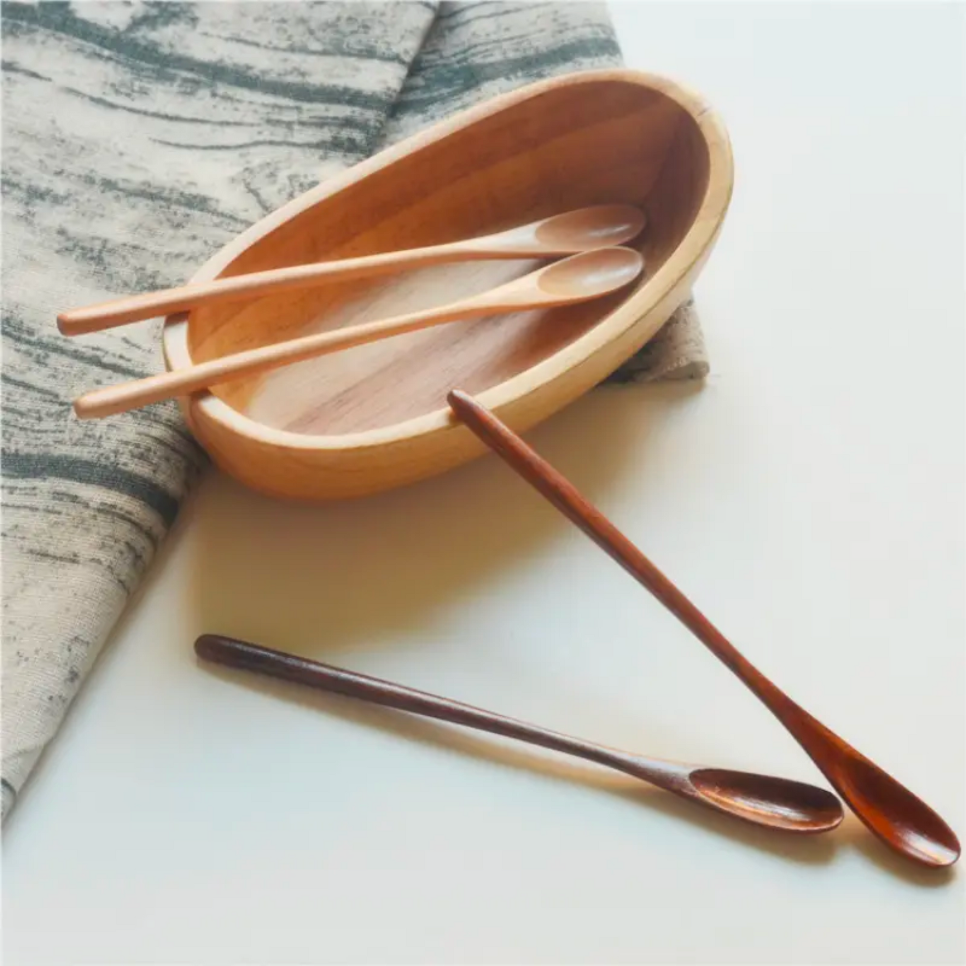 Japanese Style Wooden Stirrer Set | Natural Wood Spoon Pack of 2 or 4
