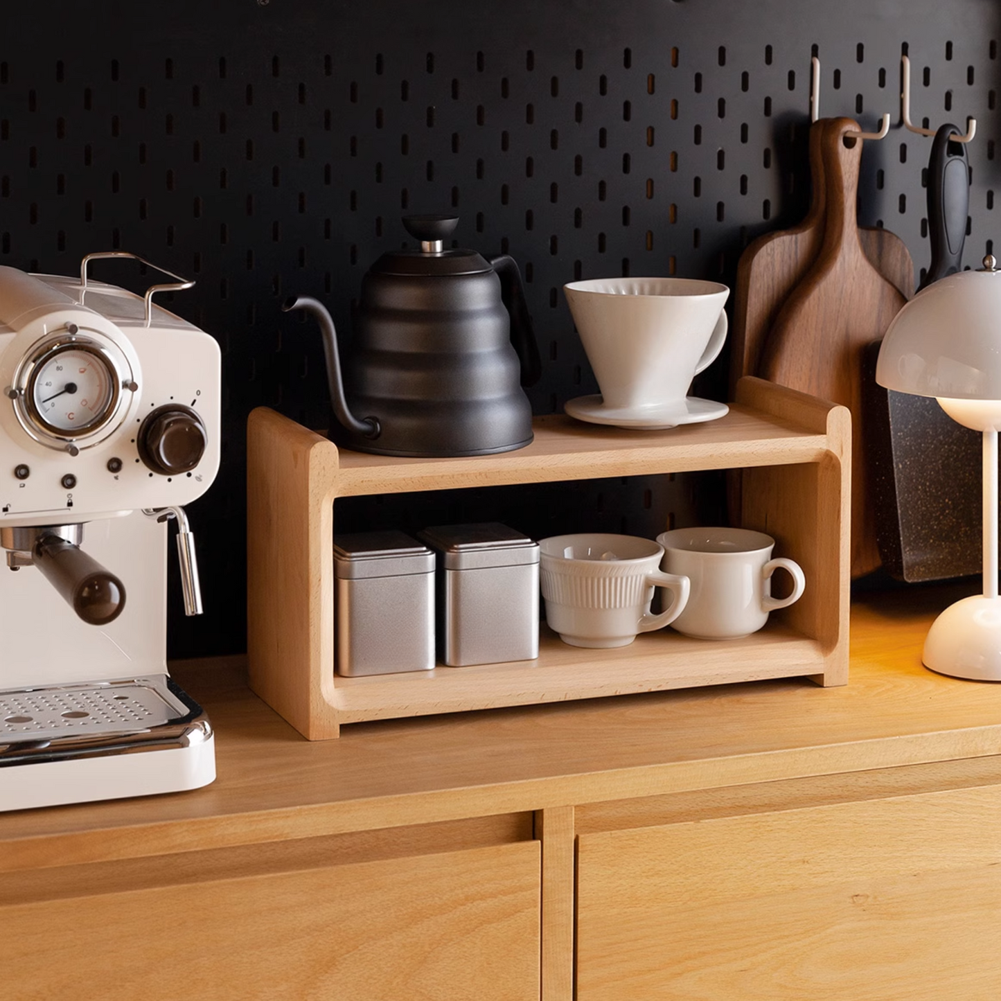 Wooden Countertop Shelf Unit | Pantry Small Size Installation-Free Storage Rack 40 x 14 x 20cm