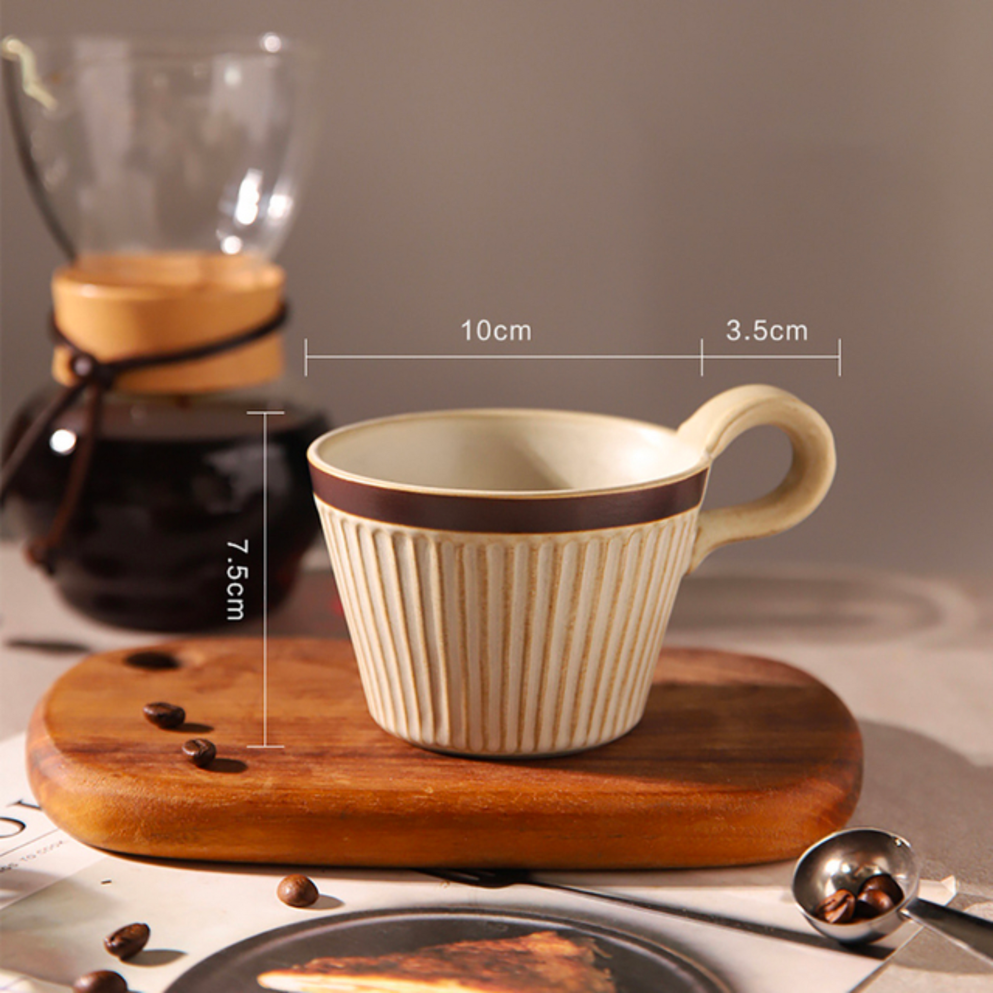 Rustic Ceramic Coffee Mug | 320ML Retro Japanese Style Cup & Drinkware in White